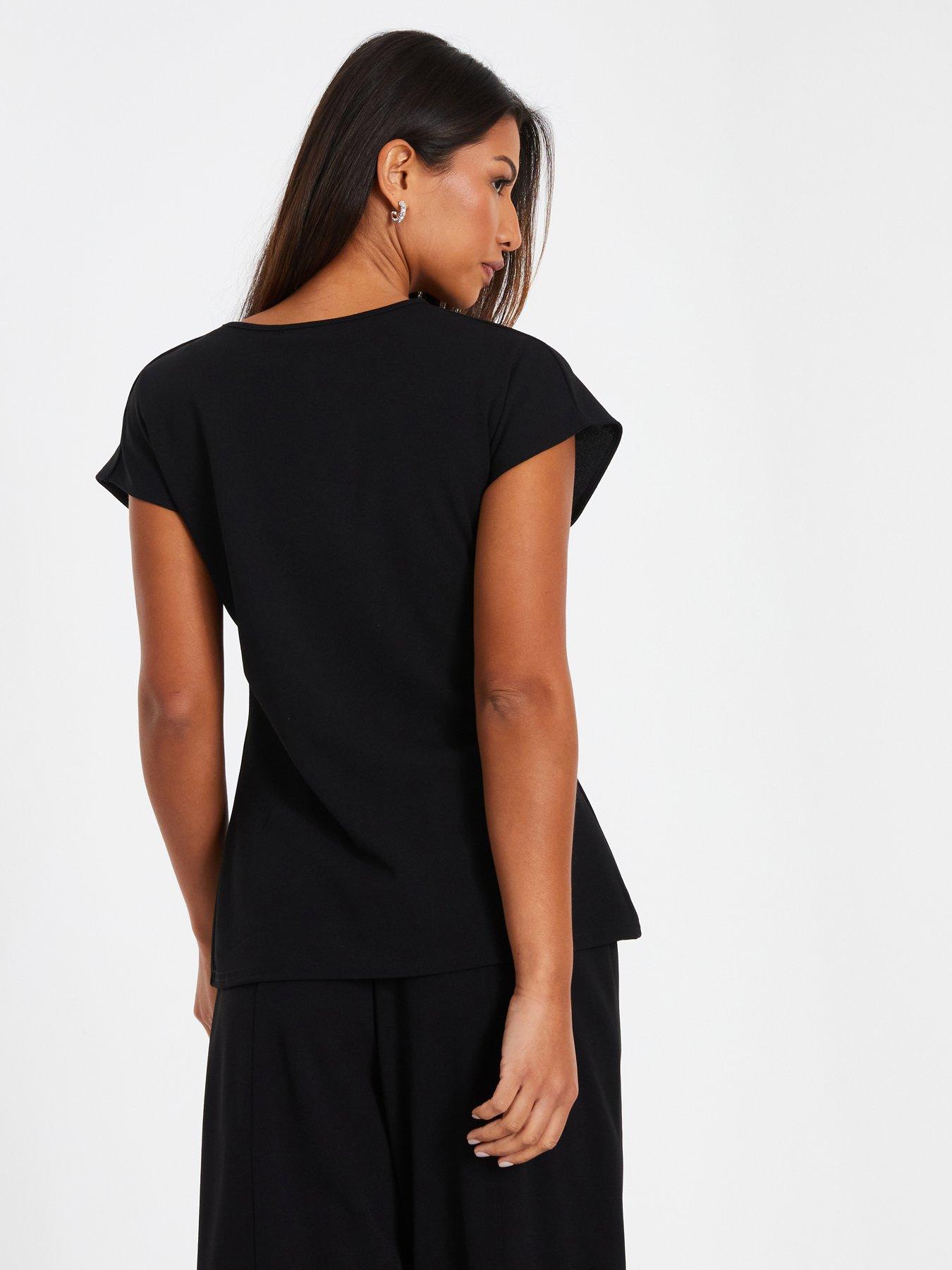 Image 2 of 6 of Quiz Tie Front Top - Black