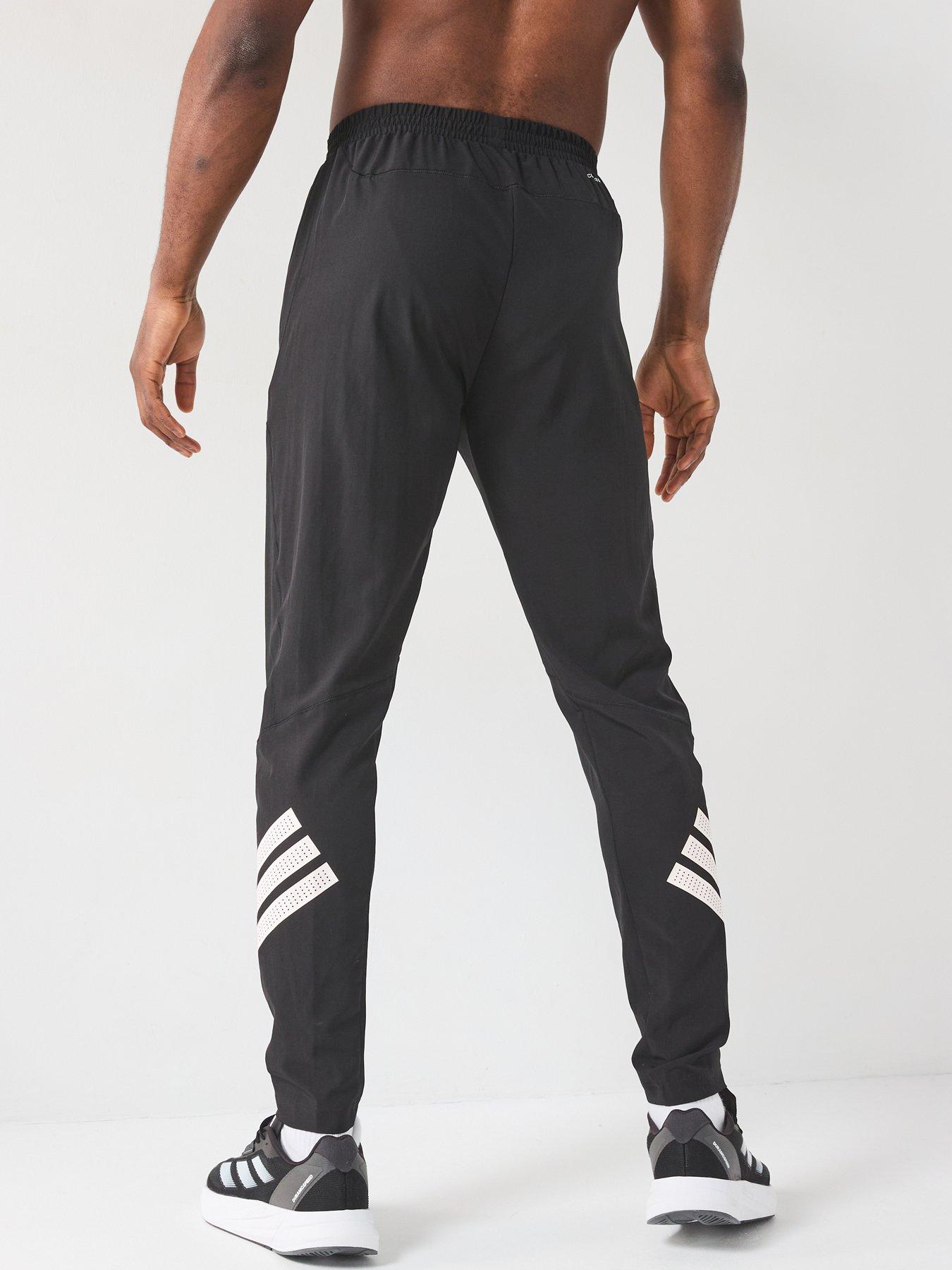 Image 2 of 6 of adidas Mens Training Gym+ 3 Stripe Woven Pants - Black/White