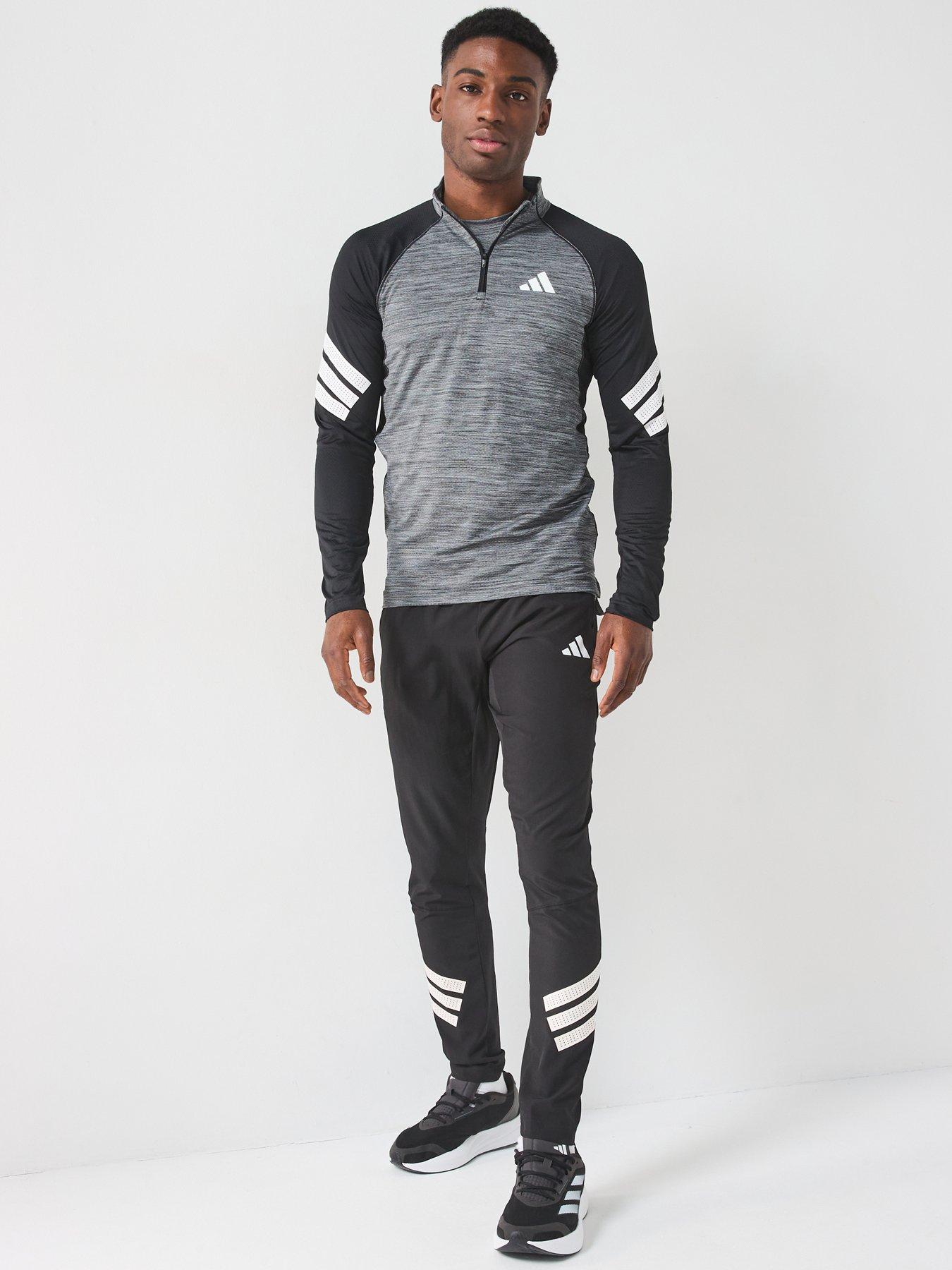 Image 3 of 6 of adidas Mens Training Gym+ 3 Stripe Woven Pants - Black/White