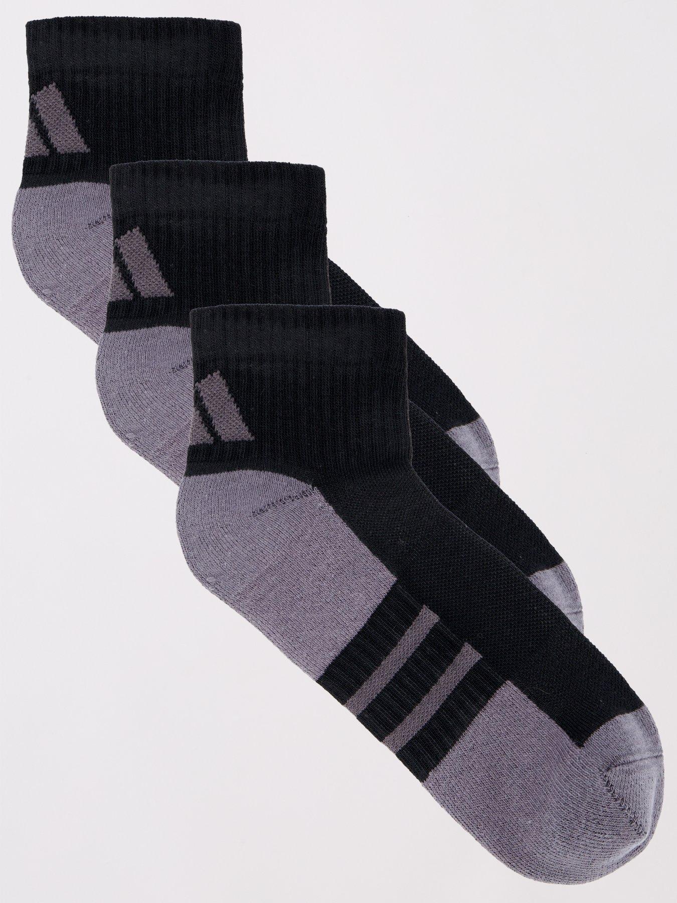 undefined Unisex Training Essential Quarter Socks 3 Pack - Black/Grey Six