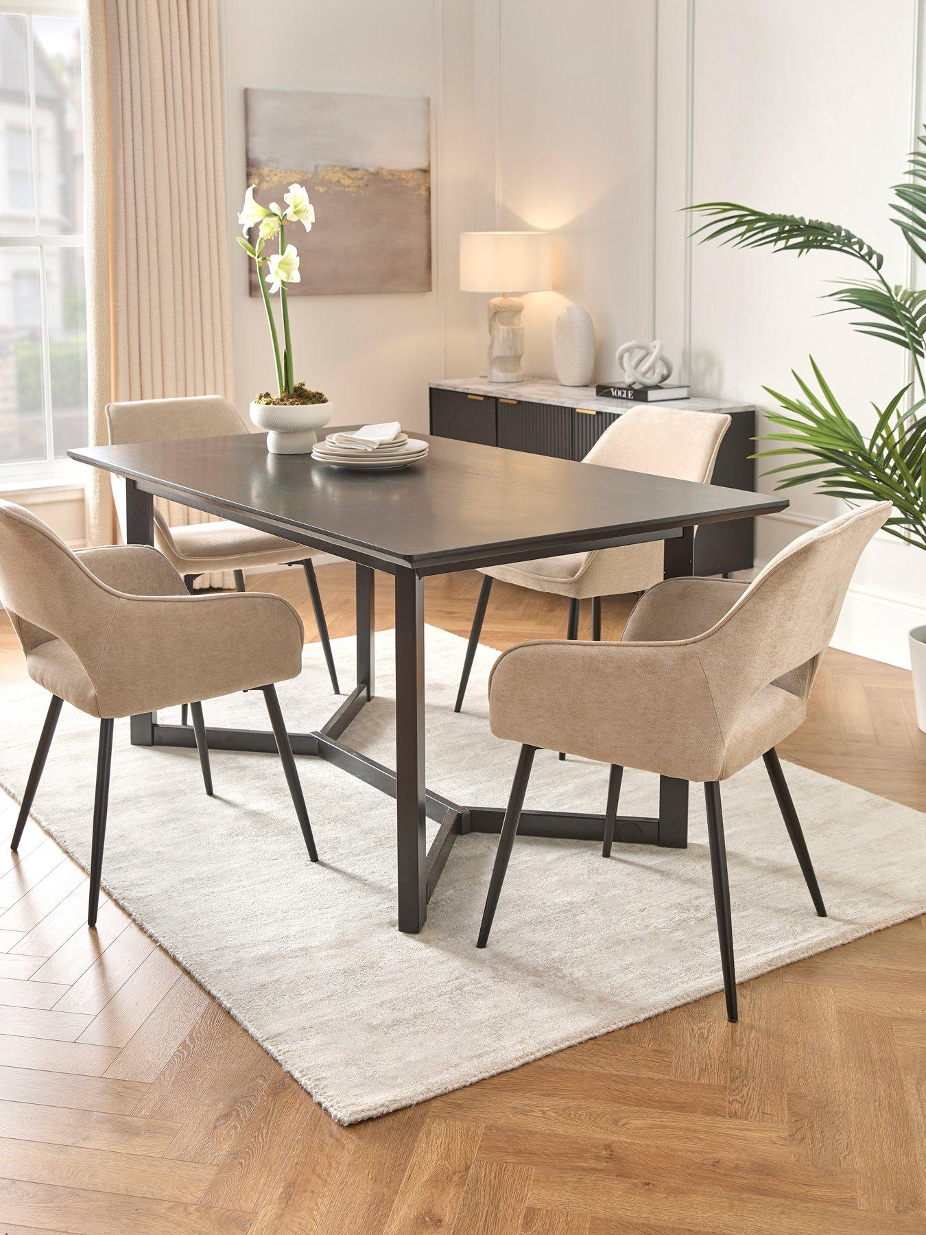 undefined Ari 150 cm Black Dining Table + 4 Sheldon Natural Dining Chairs - FSC Certified