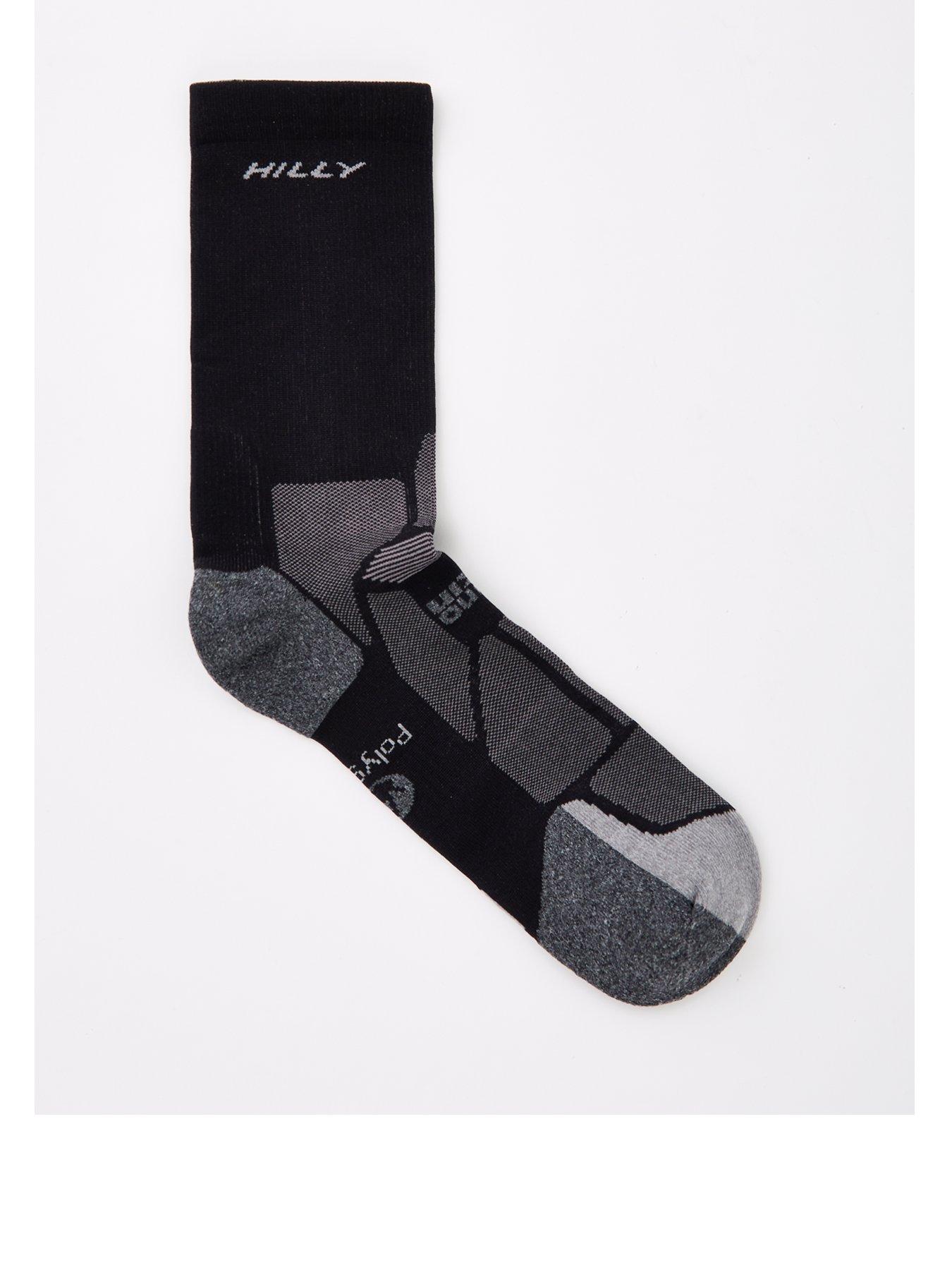 Hilly Marathon Fresh Crew Min Running Sock - Black