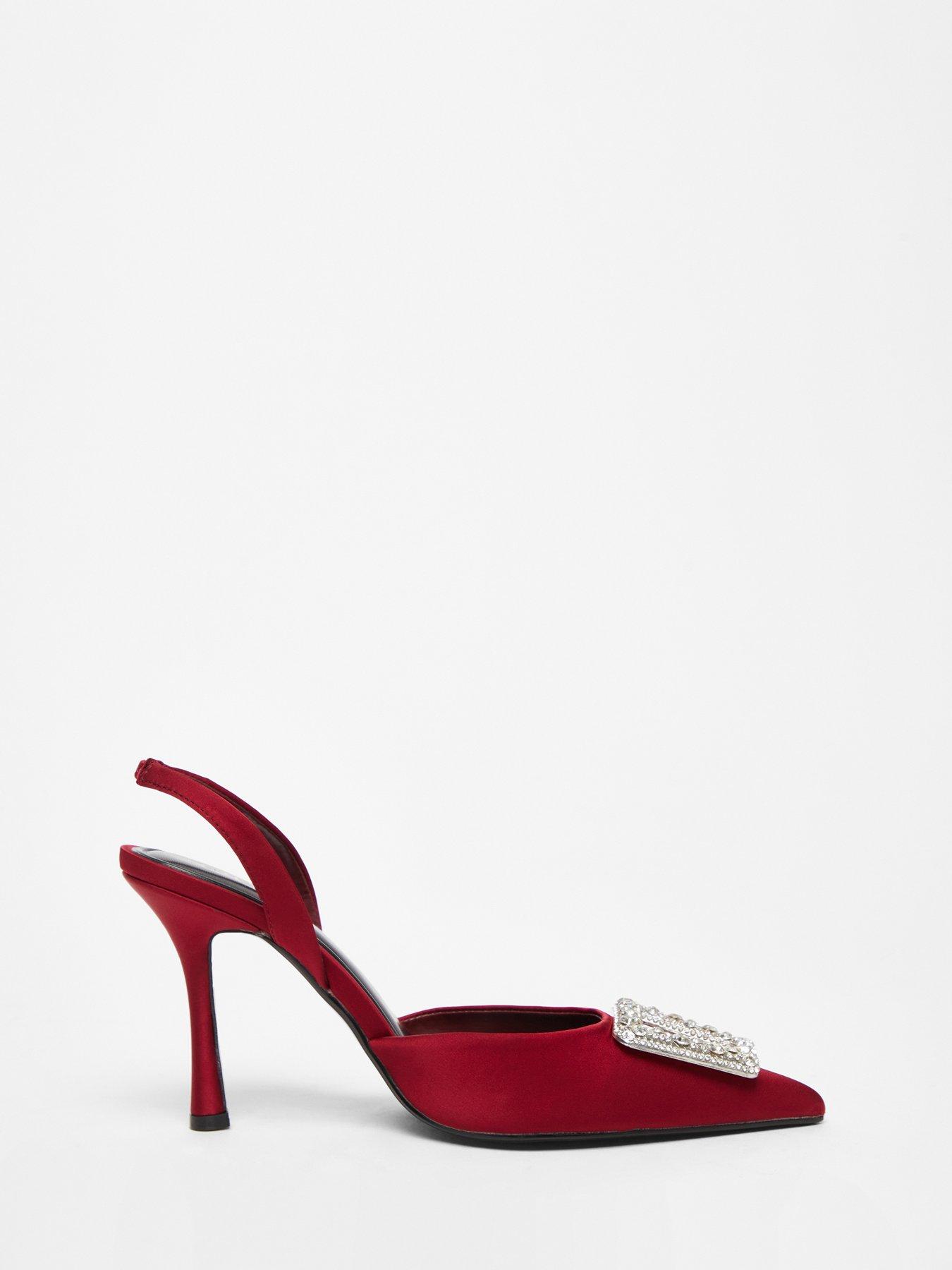 Quiz Berry Satin Brooch Court Heels Very