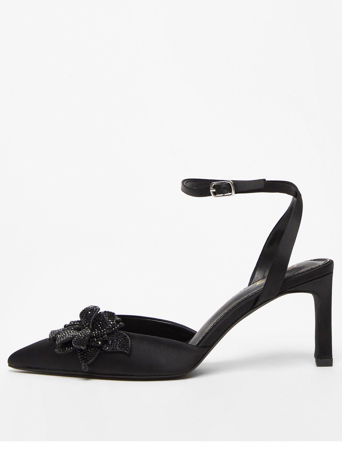 Image 1 of 5 of Quiz Black Floral Court Heels