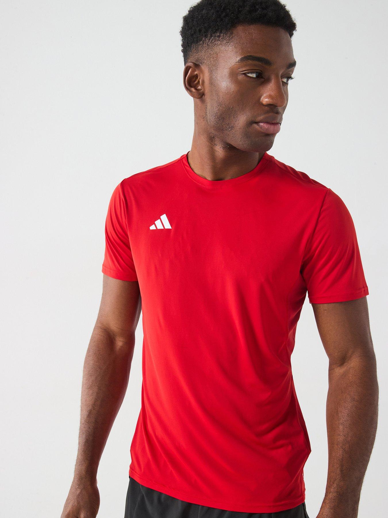 adidas Mens Running Adizero T-shirt, Red, Size L, Men