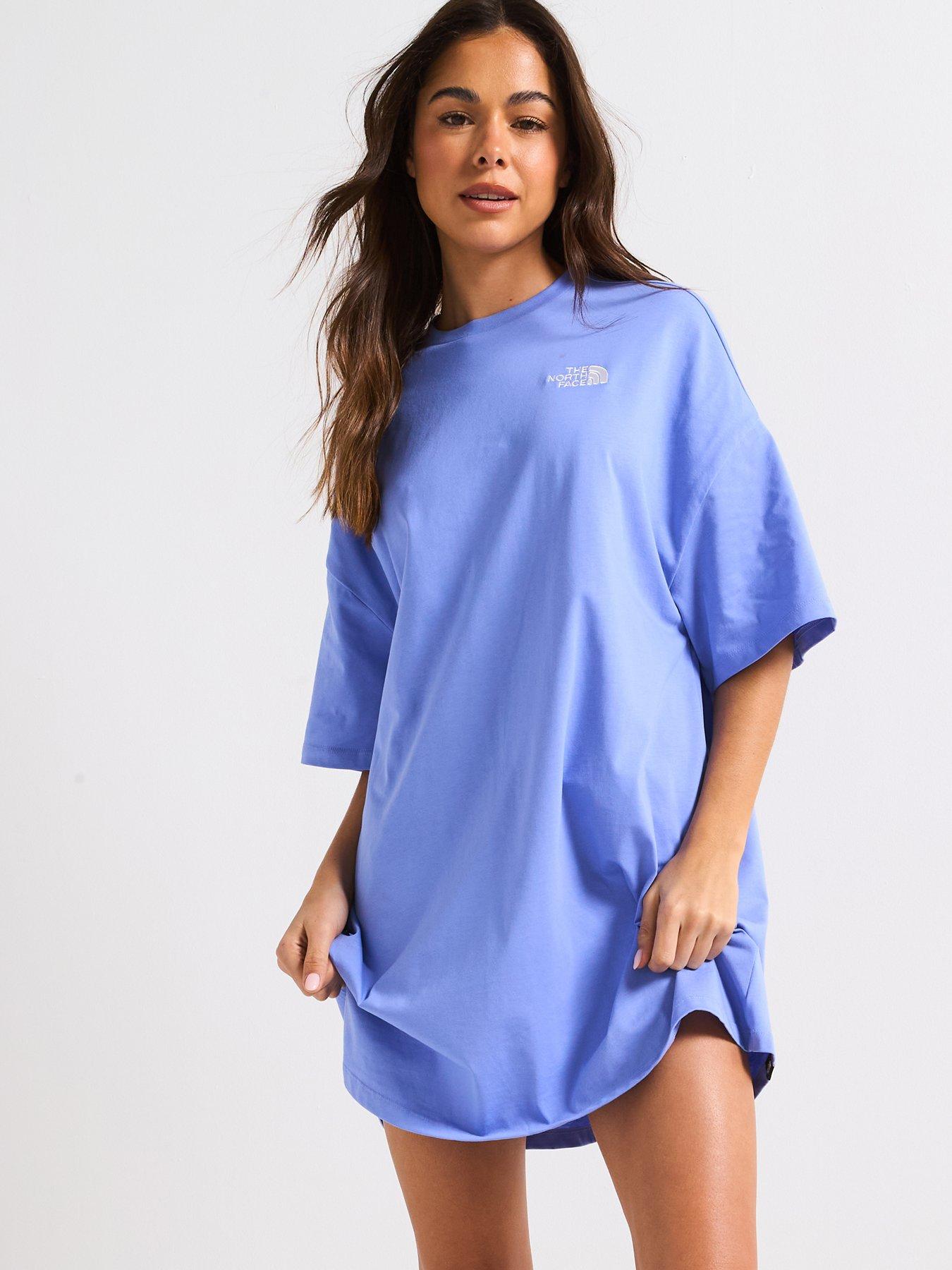 undefined Women's Short Sleeve Essential Oversized Tee Dress - Medium Blue