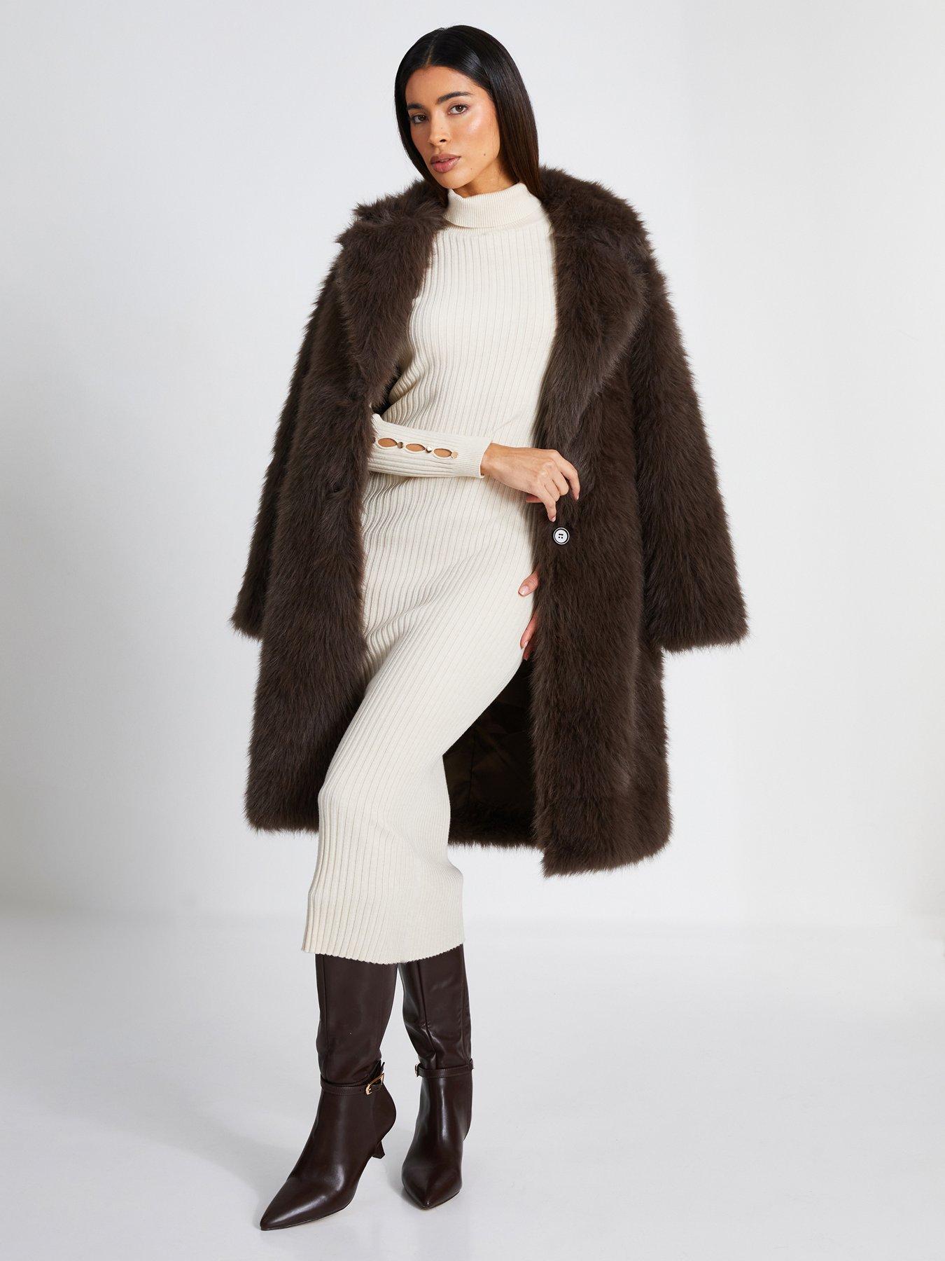 Image 3 of 6 of Quiz Cream Ribbed Knit Jumper Dress