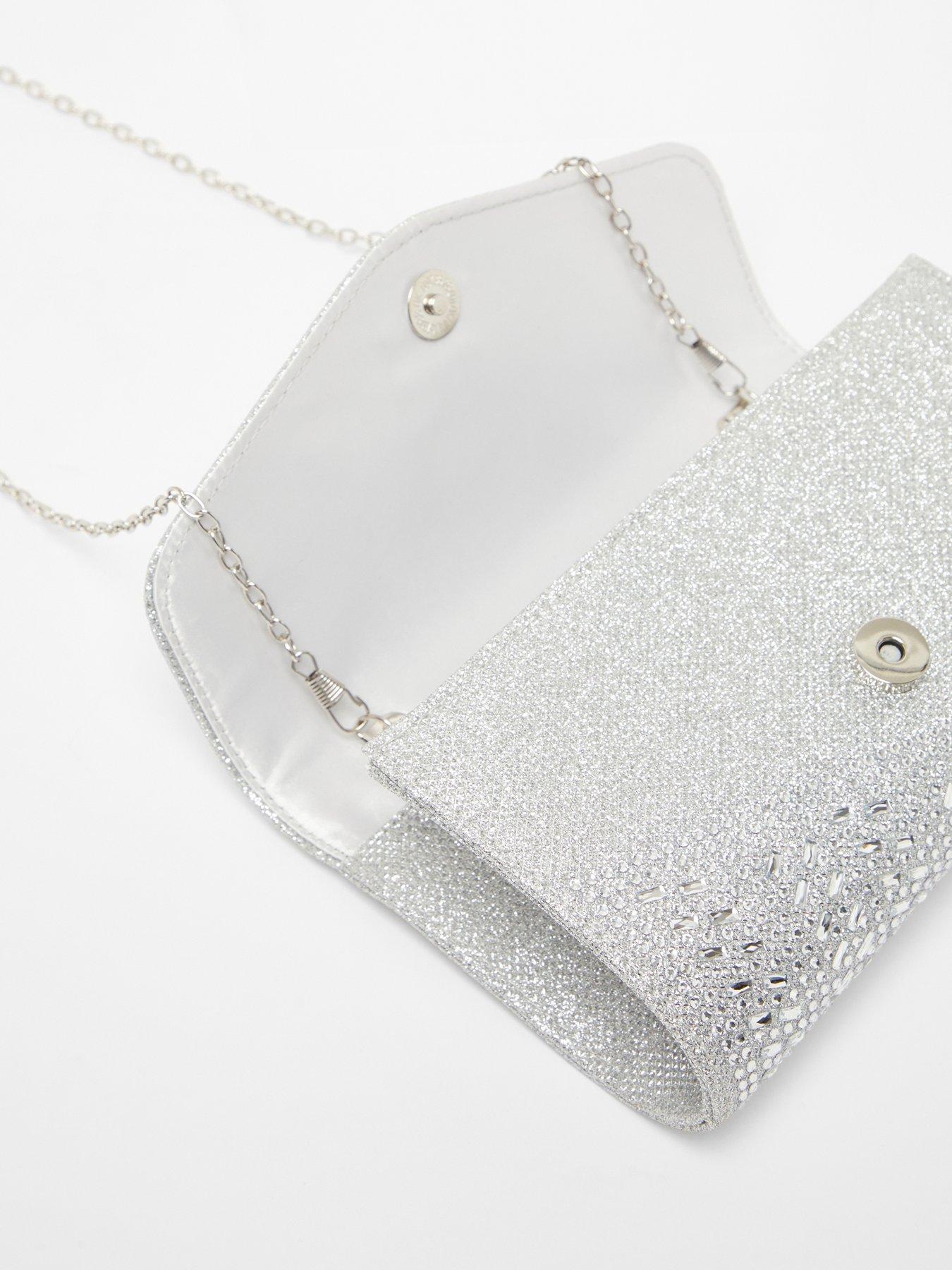 Silver rhinestone clutch online