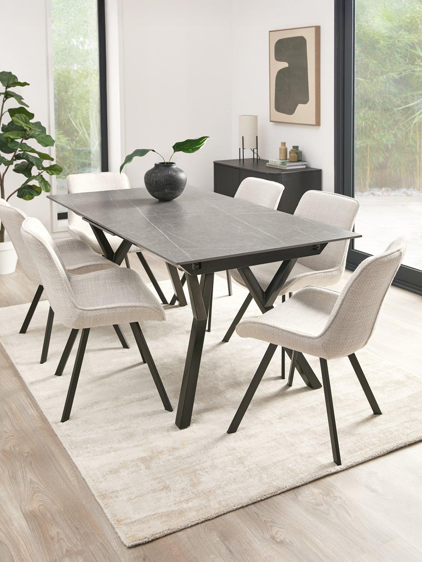 Product photograph of Very Home Corbin 160-200cm Extending Dining Table 6 Arabella Dining Chairs from very.co.uk