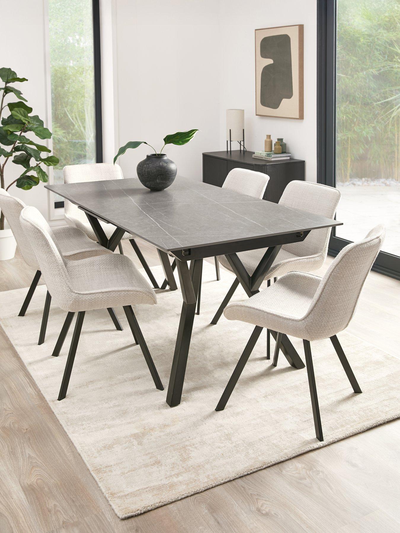 The Very Collection Corbin 160-200cm Extending Dining Table + 6 Arabella Dining Chairs