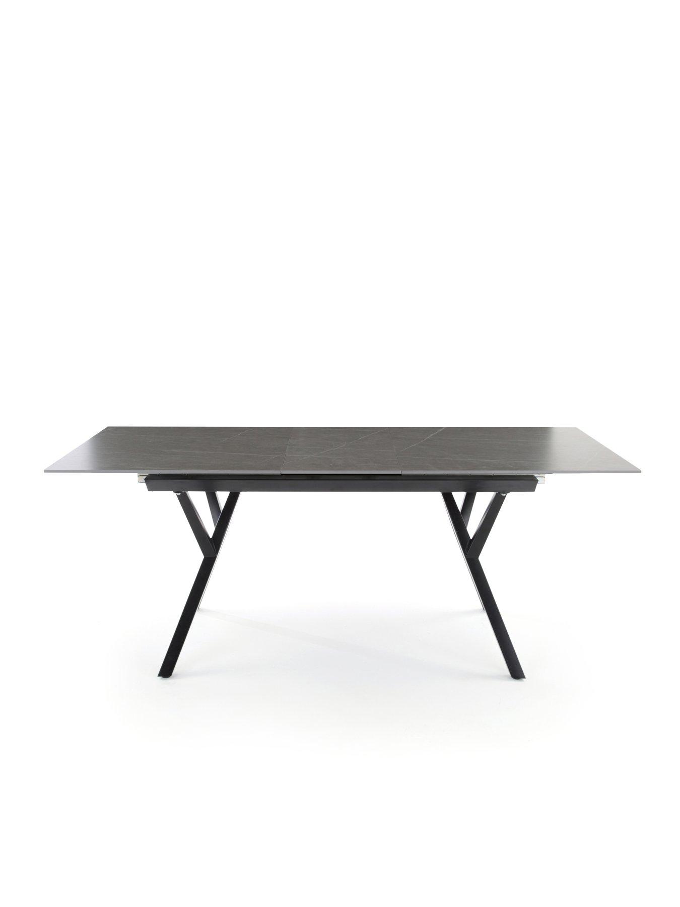 Image 4 of 7 of The Very Collection Corbin 160-200&nbsp;cm Extending Black&nbsp;Dining Table + 6 Marlow Moss Green Dining Chairs