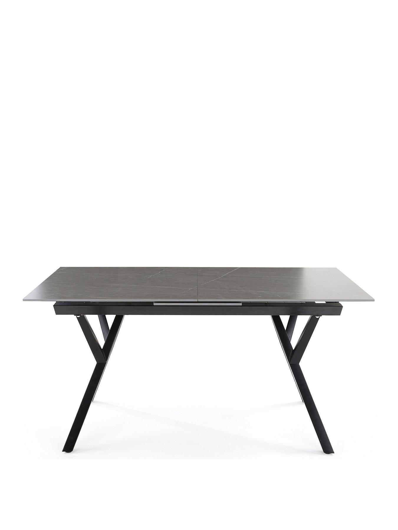 Image 3 of 7 of The Very Collection Corbin 160-200 cm Extending Black Dining Table + 6 Marlow Dusty Blue&nbsp;Dining Chairs