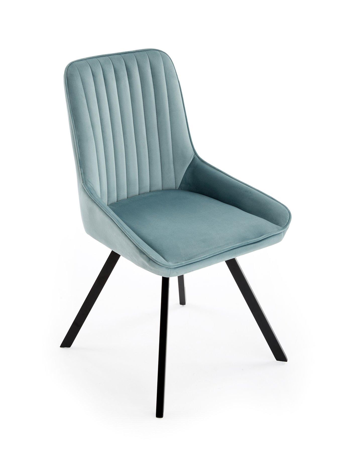 Image 5 of 7 of The Very Collection Corbin 160-200 cm Extending Black Dining Table + 6 Marlow Dusty Blue&nbsp;Dining Chairs