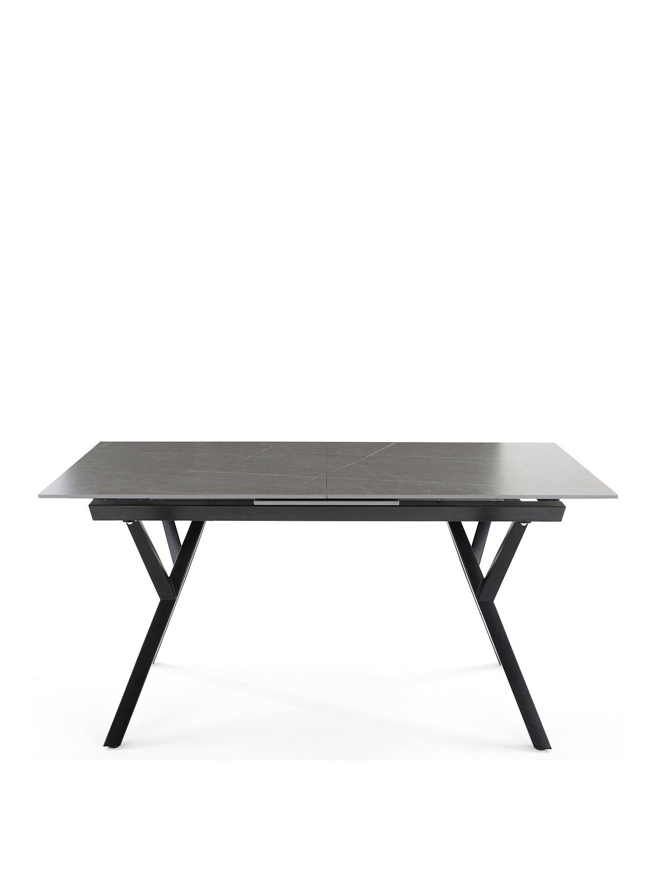 Image 3 of 7 of Very Home Corbin 160-200 cm Extending Black Dining Table + 6 Marlow Navy Blue Dining Chairs - FSC&reg; Certified