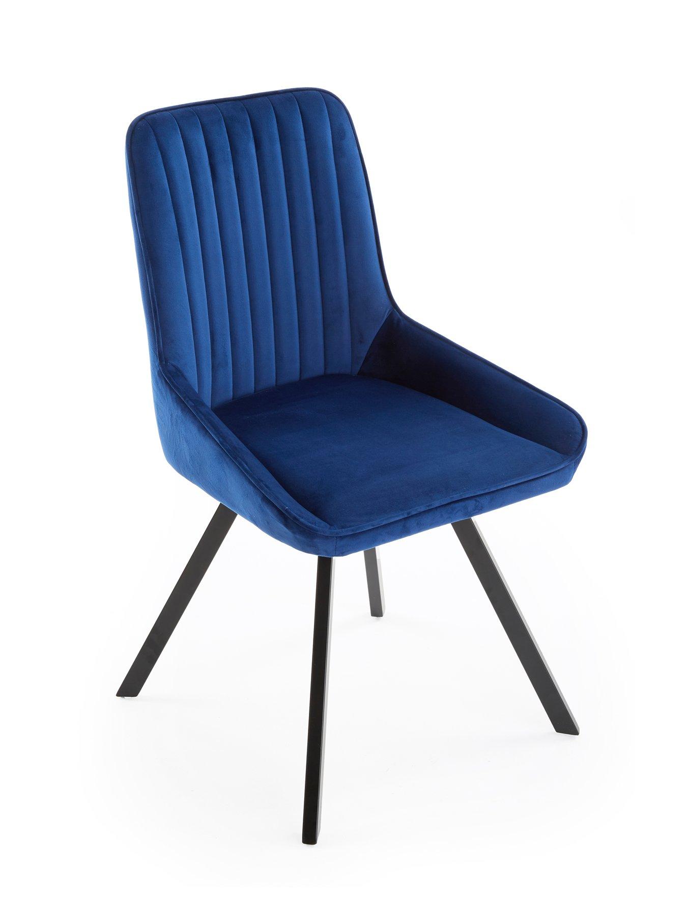 Image 5 of 7 of Very Home Corbin 160-200 cm Extending Black Dining Table + 6 Marlow Navy Blue Dining Chairs - FSC&reg; Certified