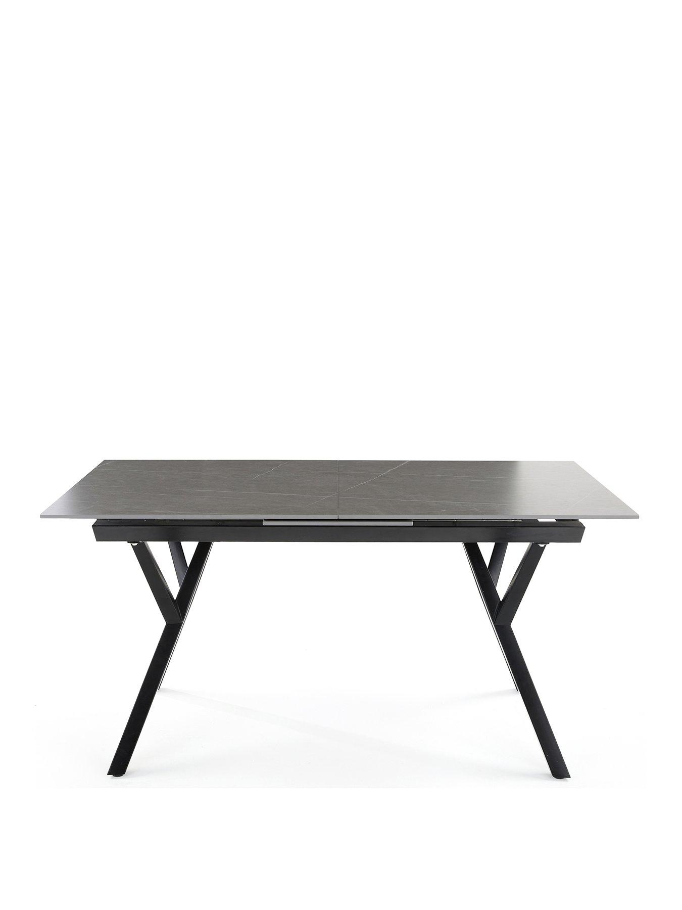 Image 3 of 7 of Very Home Corbin 160-200 cm Extending Black Dining Table + 6 Marlow Boucle&nbsp;Dining Chairs - FSC&reg; Certified