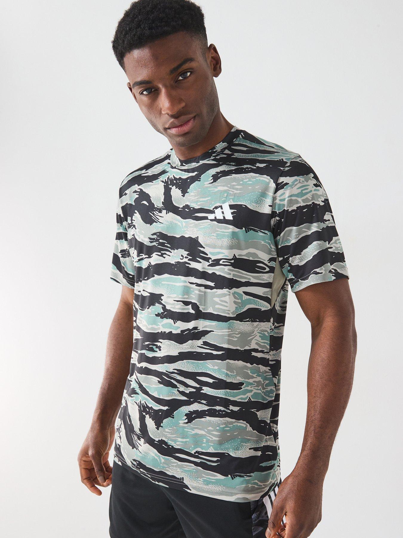 adidas Men's Training Camo Printed T-Shirt Silver Pebble/Black
