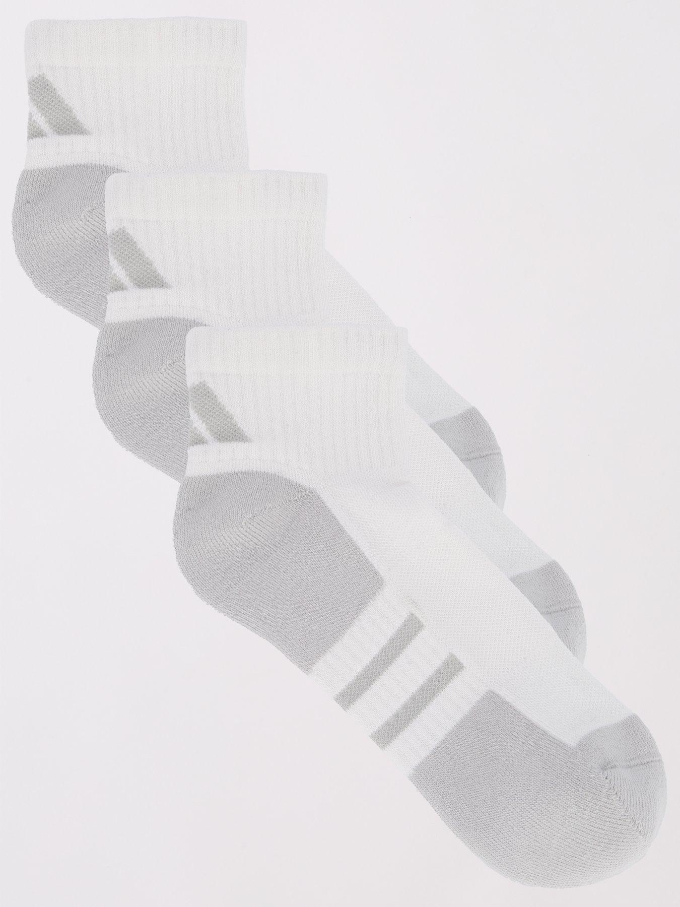 undefined Unisex Training Essential Quarter Socks 3 Pack - White/Grey Two