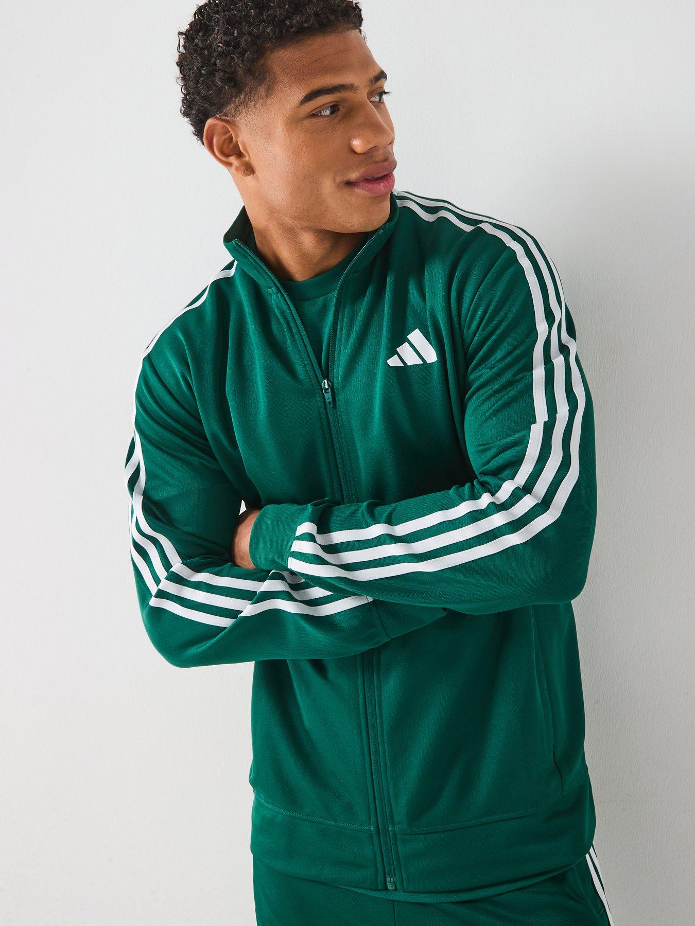 undefined Men's Train Essentials 3 Stripe Track Top - Collegiate Green