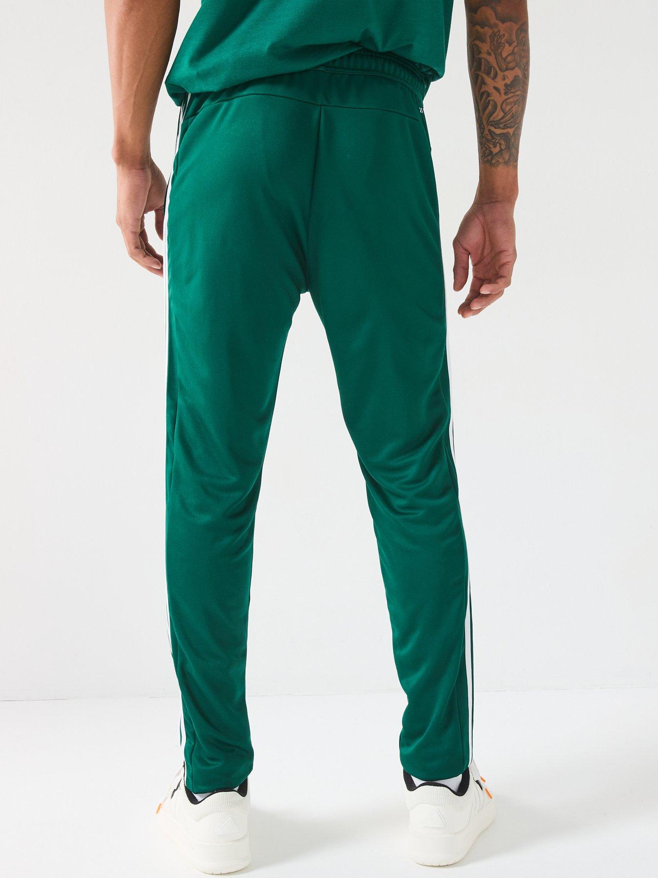 Image 2 of 6 of adidas Men's Train Essentials Base 3 Stripe Pants - Collegiate Green/White