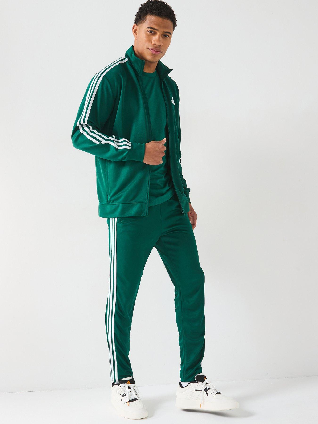 Image 3 of 6 of adidas Men's Train Essentials Base 3 Stripe Pants - Collegiate Green/White