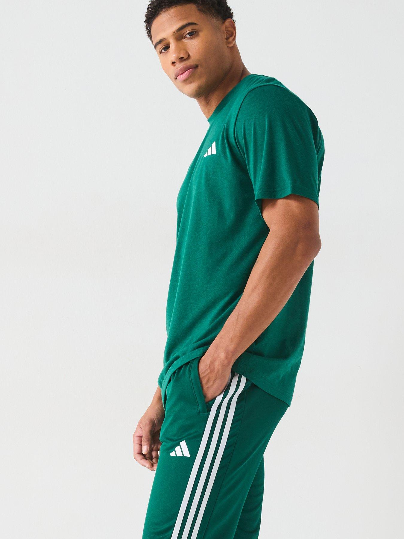 Image 4 of 6 of adidas Men's Train Essentials Base 3 Stripe Pants - Collegiate Green/White
