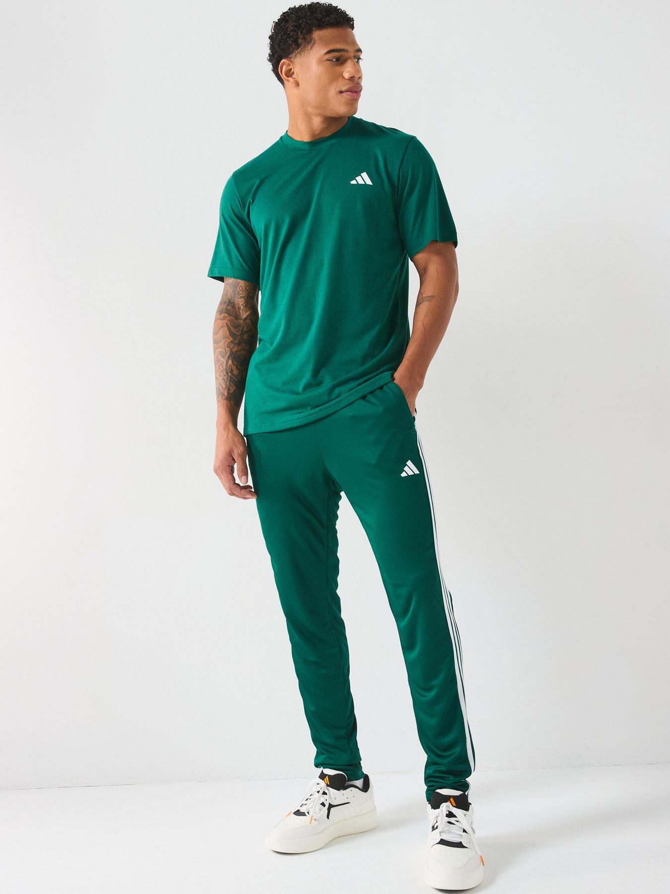 Image 5 of 6 of adidas Men's Train Essentials Base 3 Stripe Pants - Collegiate Green/White