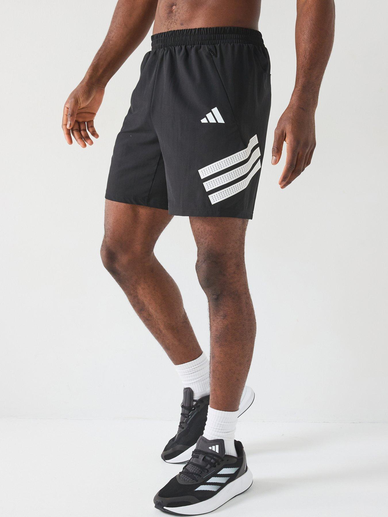 undefined Mens Training Gym+ 3 Stripe Shorts - Black/White