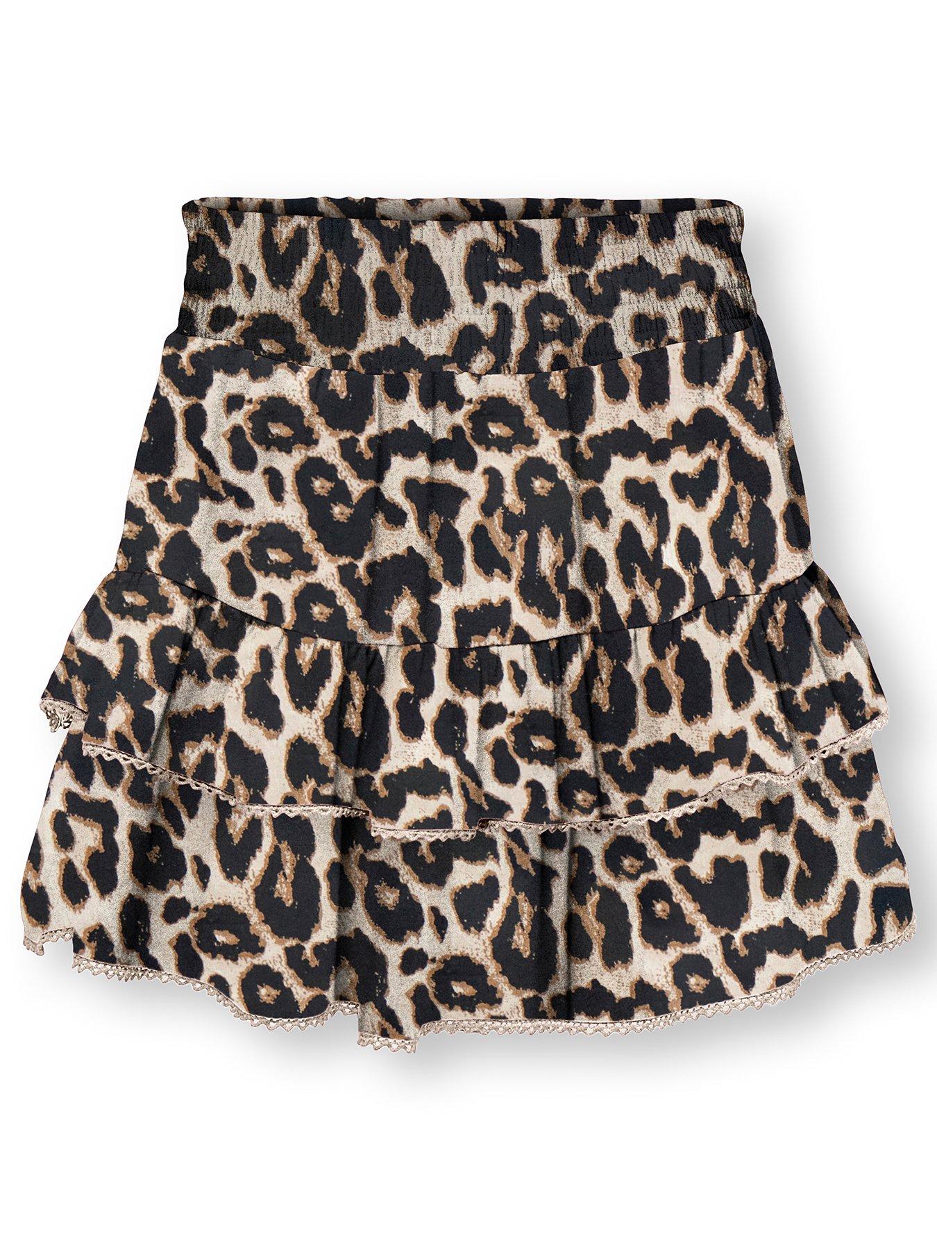 undefined Girls Leopard Print Skirt - Black