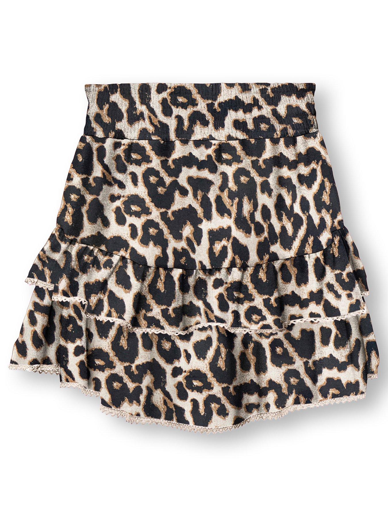 Only Kids Girls Leopard Print Skirt Black Very