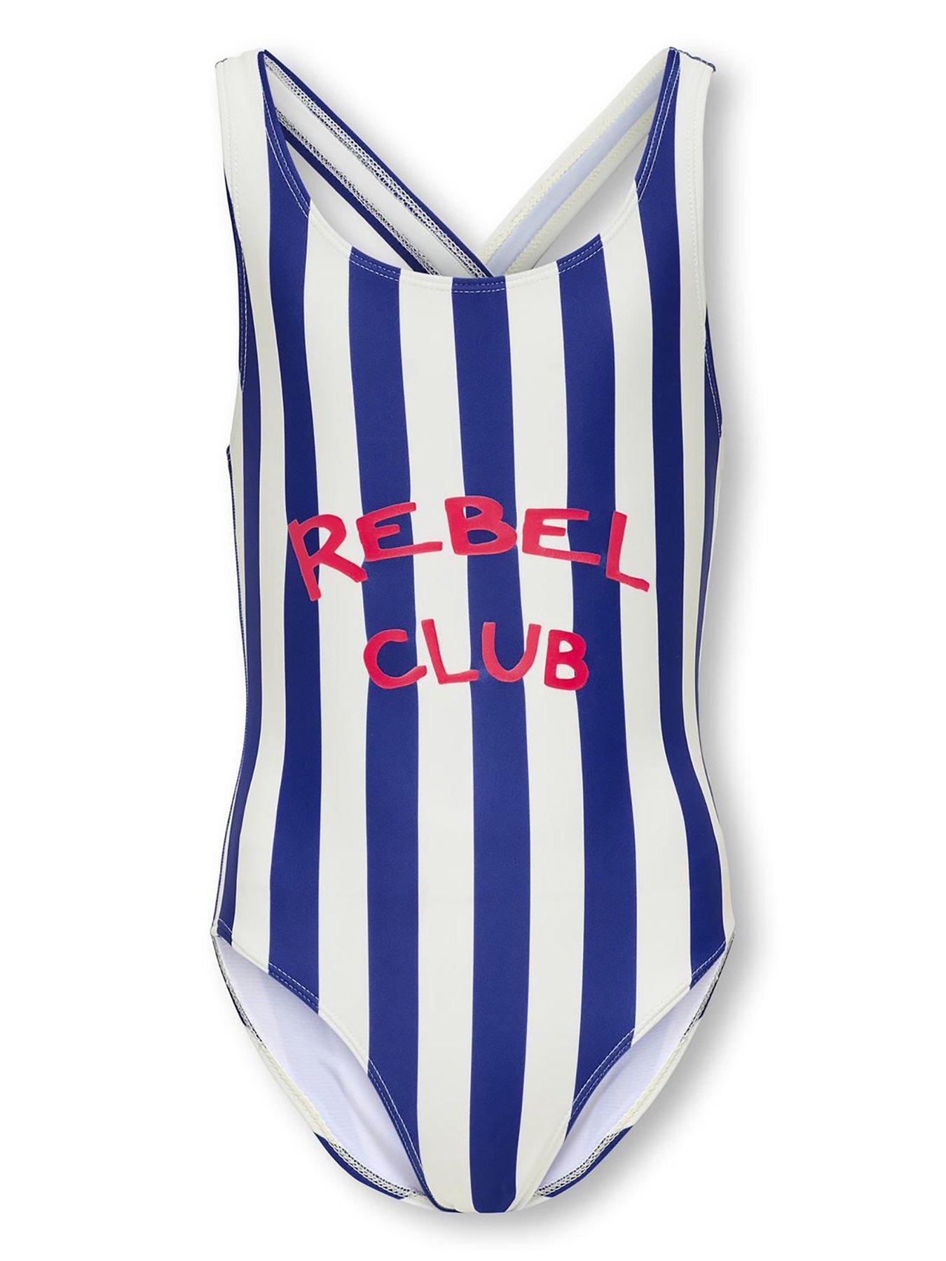 undefined Girl Stripe Rebel Swimsuit - Mazarine Blue