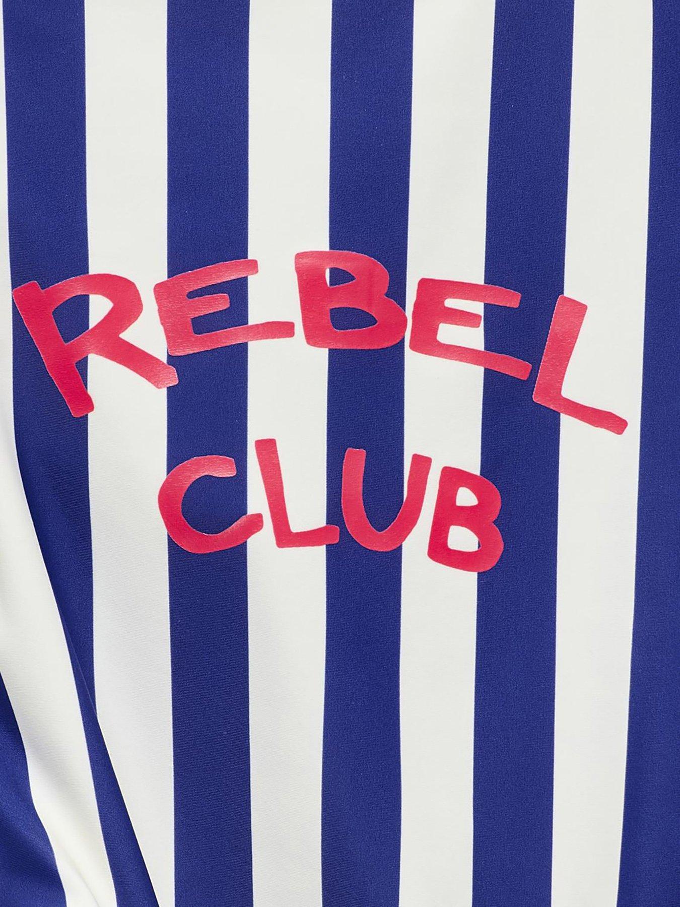 Image 3 of 3 of Only Kids Girl Stripe Rebel Swimsuit - Mazarine Blue