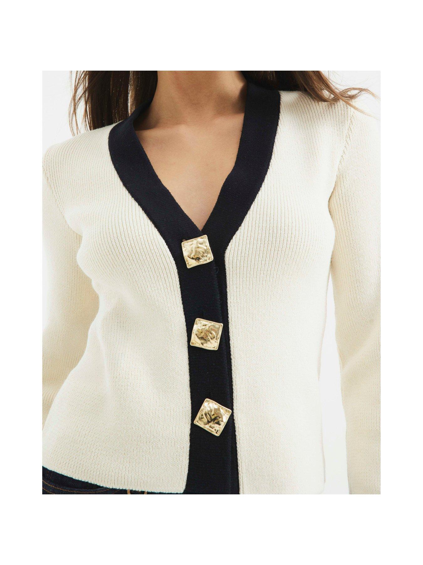 Image 4 of 5 of River Island Asymmetric Cardigan - Black/White