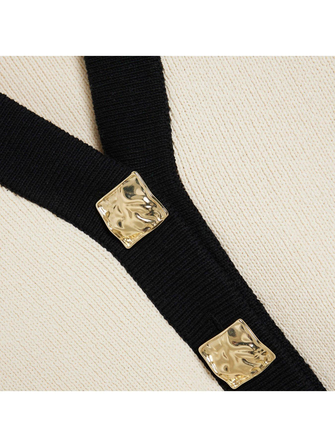 Image 5 of 5 of River Island Asymmetric Cardigan - Black/White