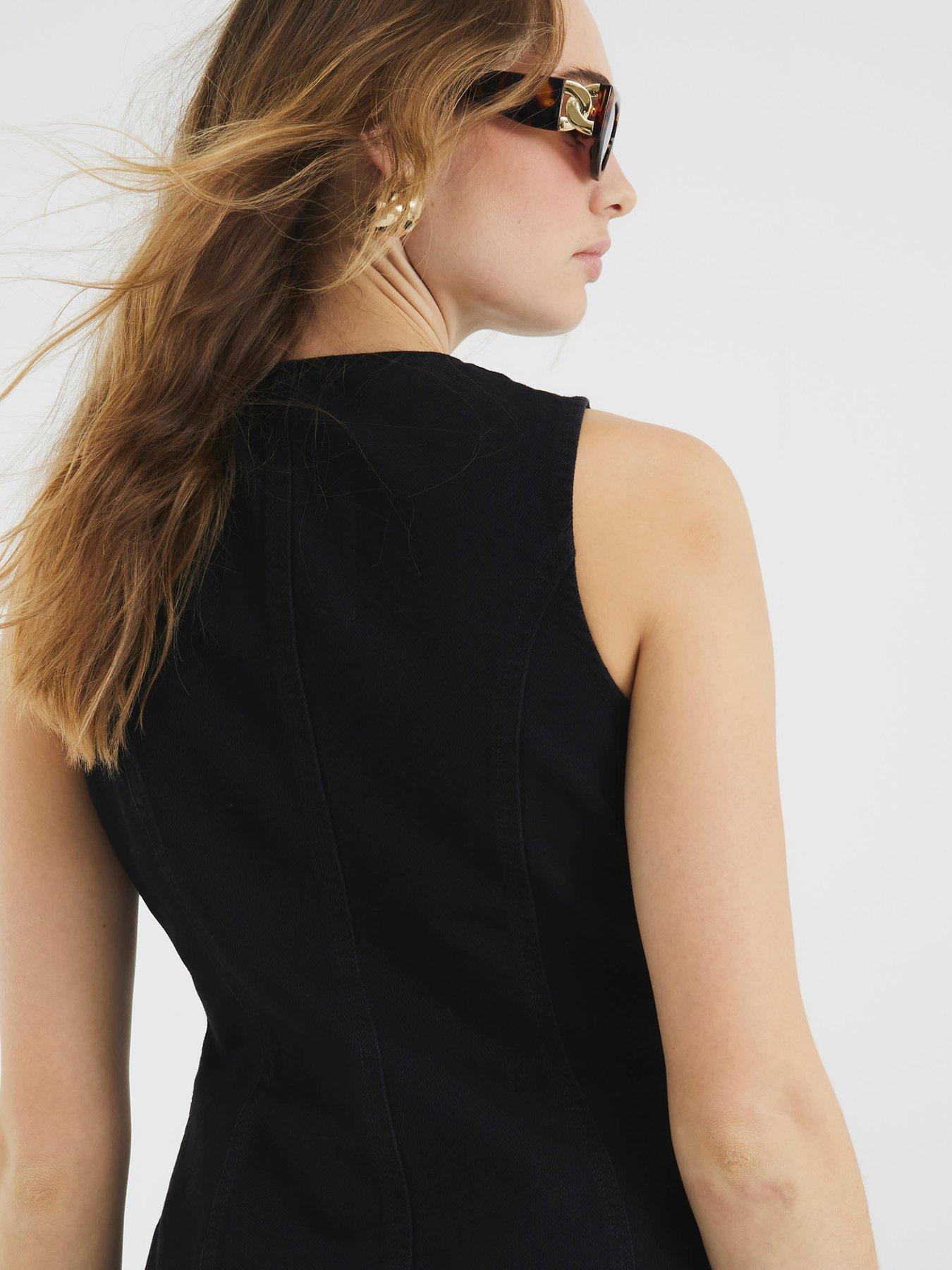 Image 2 of 6 of River Island Denim Waistcoat - Black