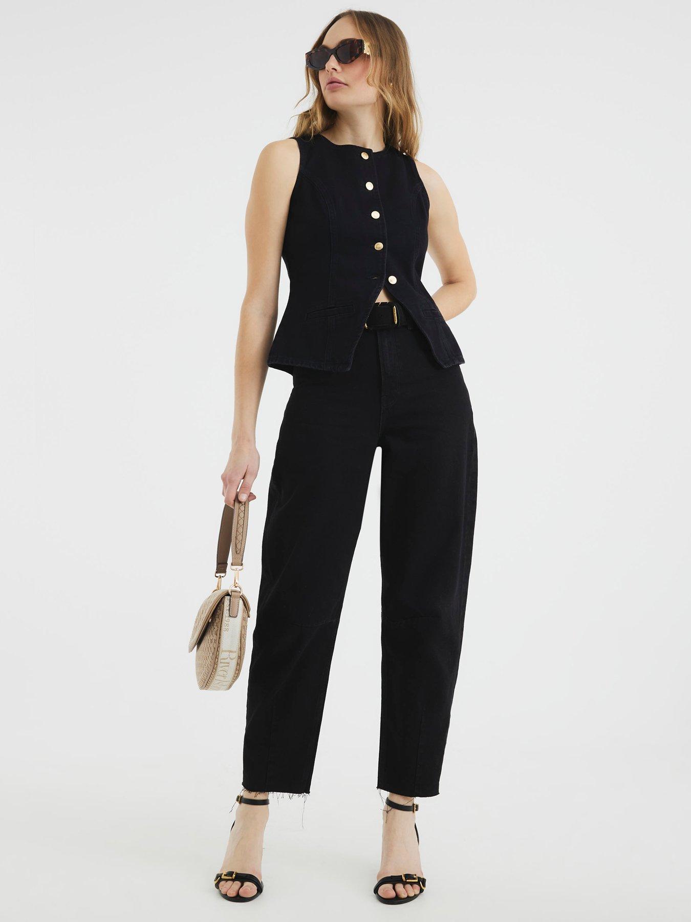 Image 3 of 6 of River Island Denim Waistcoat - Black