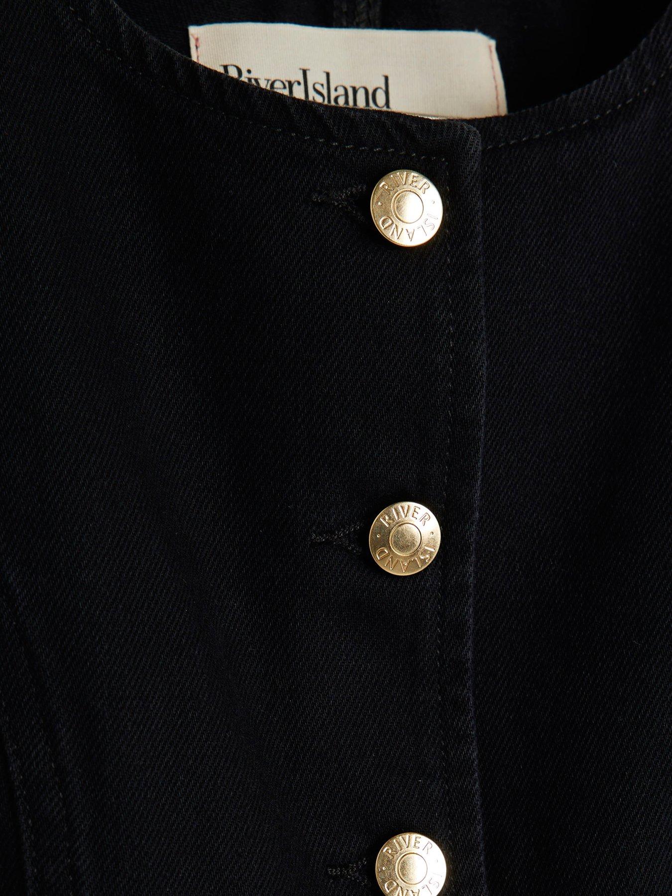 Image 6 of 6 of River Island Denim Waistcoat - Black