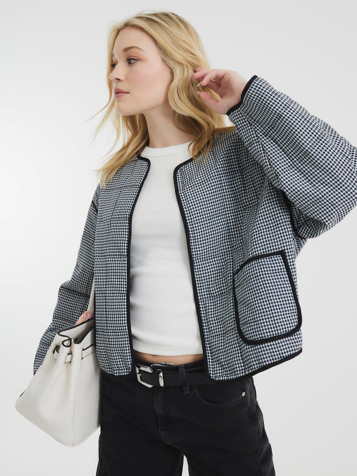 River Island Gingham Jacket - Black