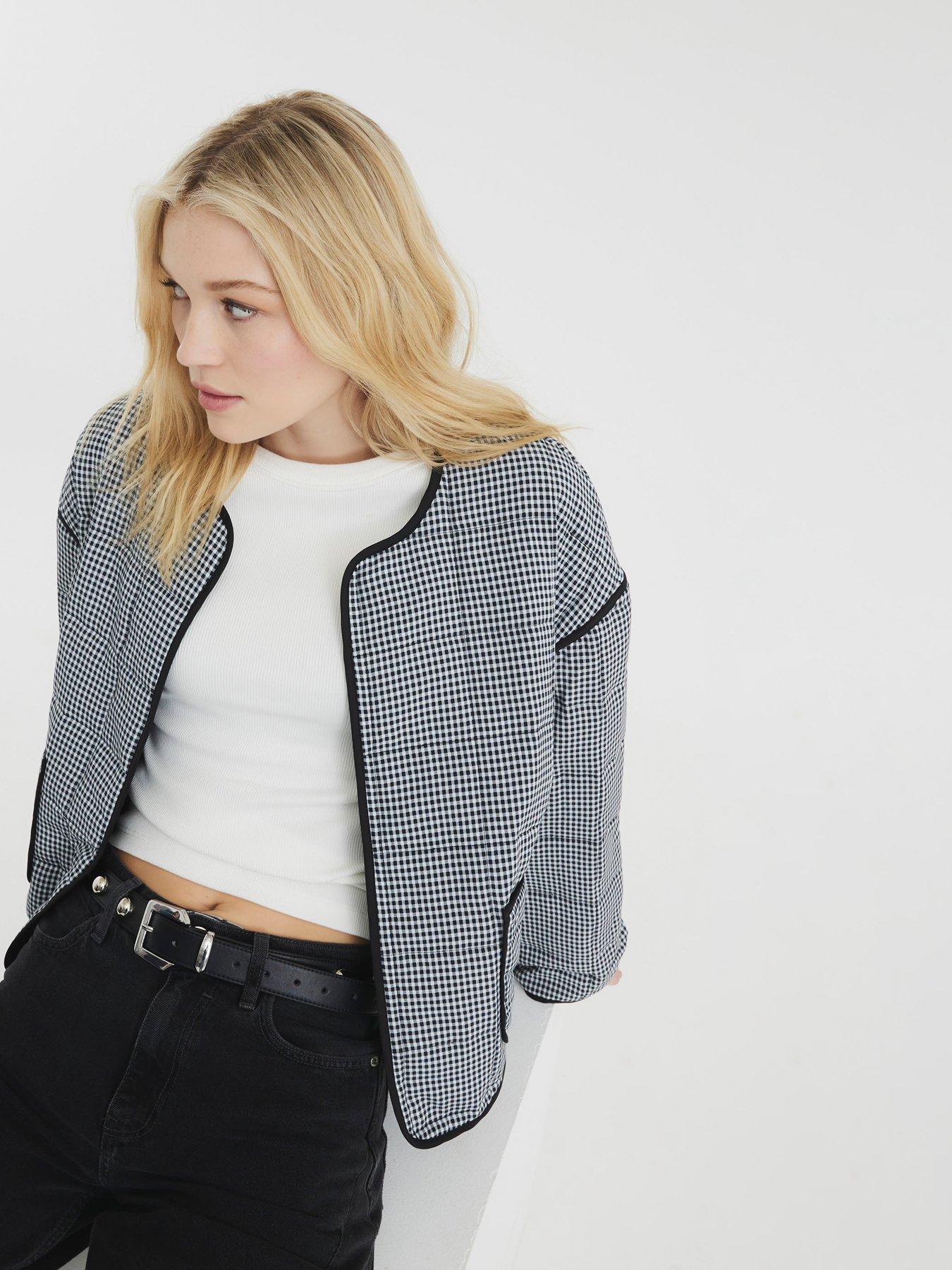 Image 2 of 6 of River Island Gingham Jacket - Black