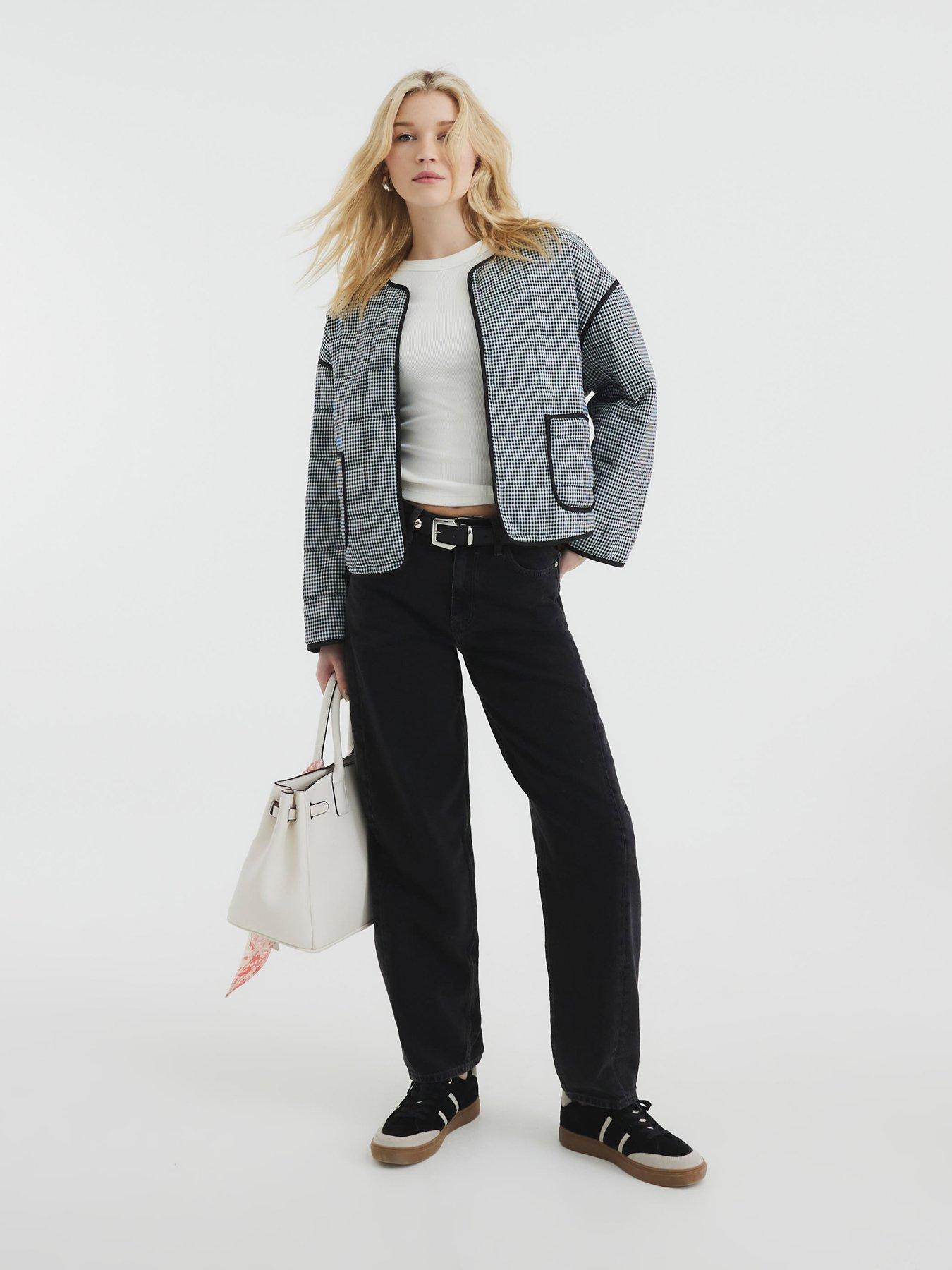Image 3 of 6 of River Island Gingham Jacket - Black