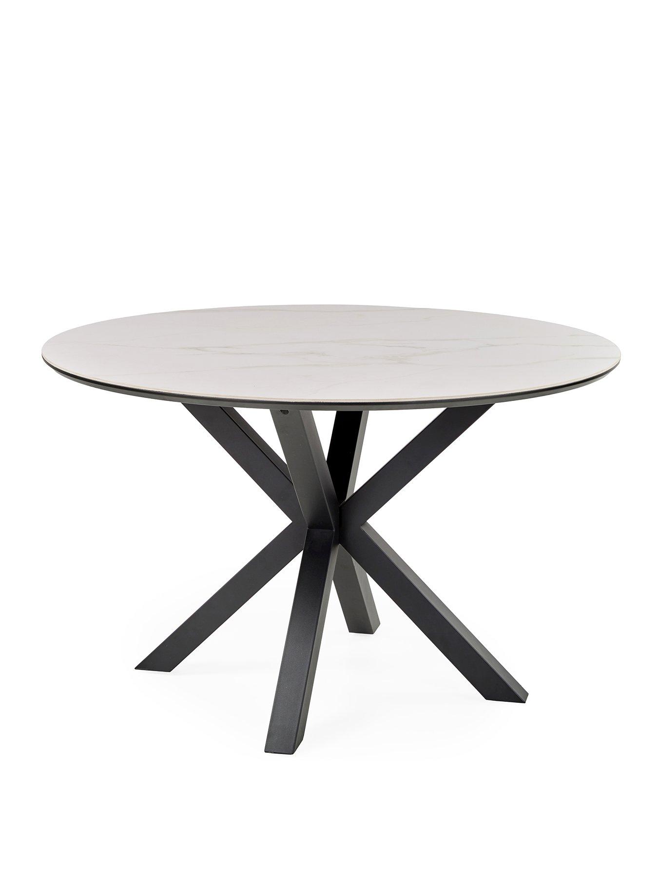 Image 3 of 6 of Very Home Arabella Round Dining Table + 4 Sheldon Charcoal Dining Chairs - White/Black/Charcoal
