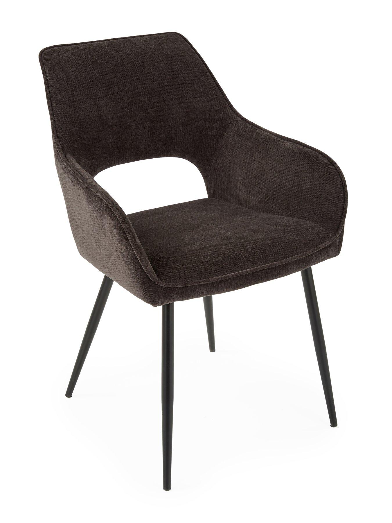 Image 4 of 6 of Very Home Arabella Round Dining Table + 4 Sheldon Charcoal Dining Chairs - White/Black/Charcoal