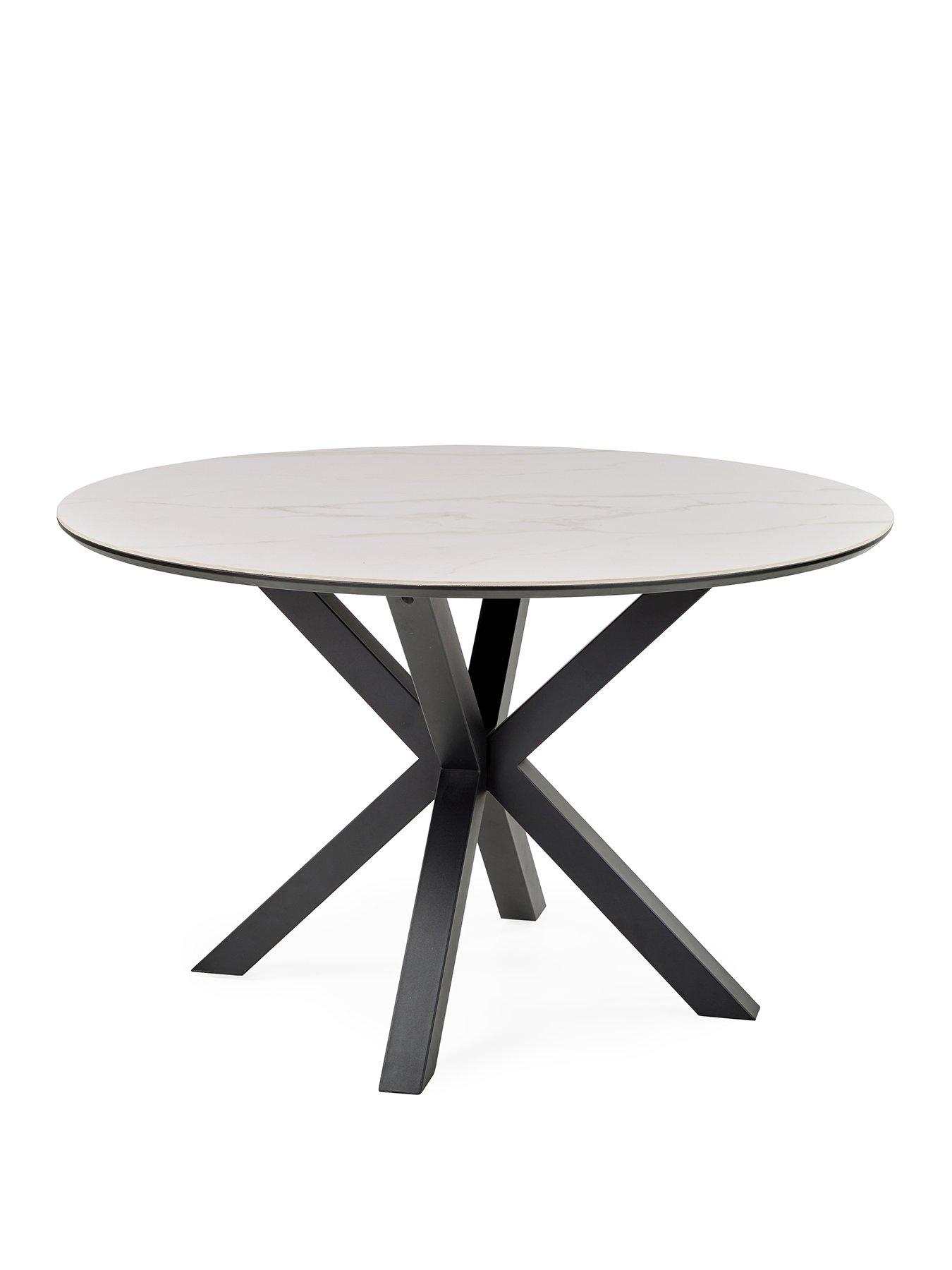 Image 3 of 6 of Very Home Arabella Round Dining Table + 4 Carina Natural Chairs - White/Black/Natural