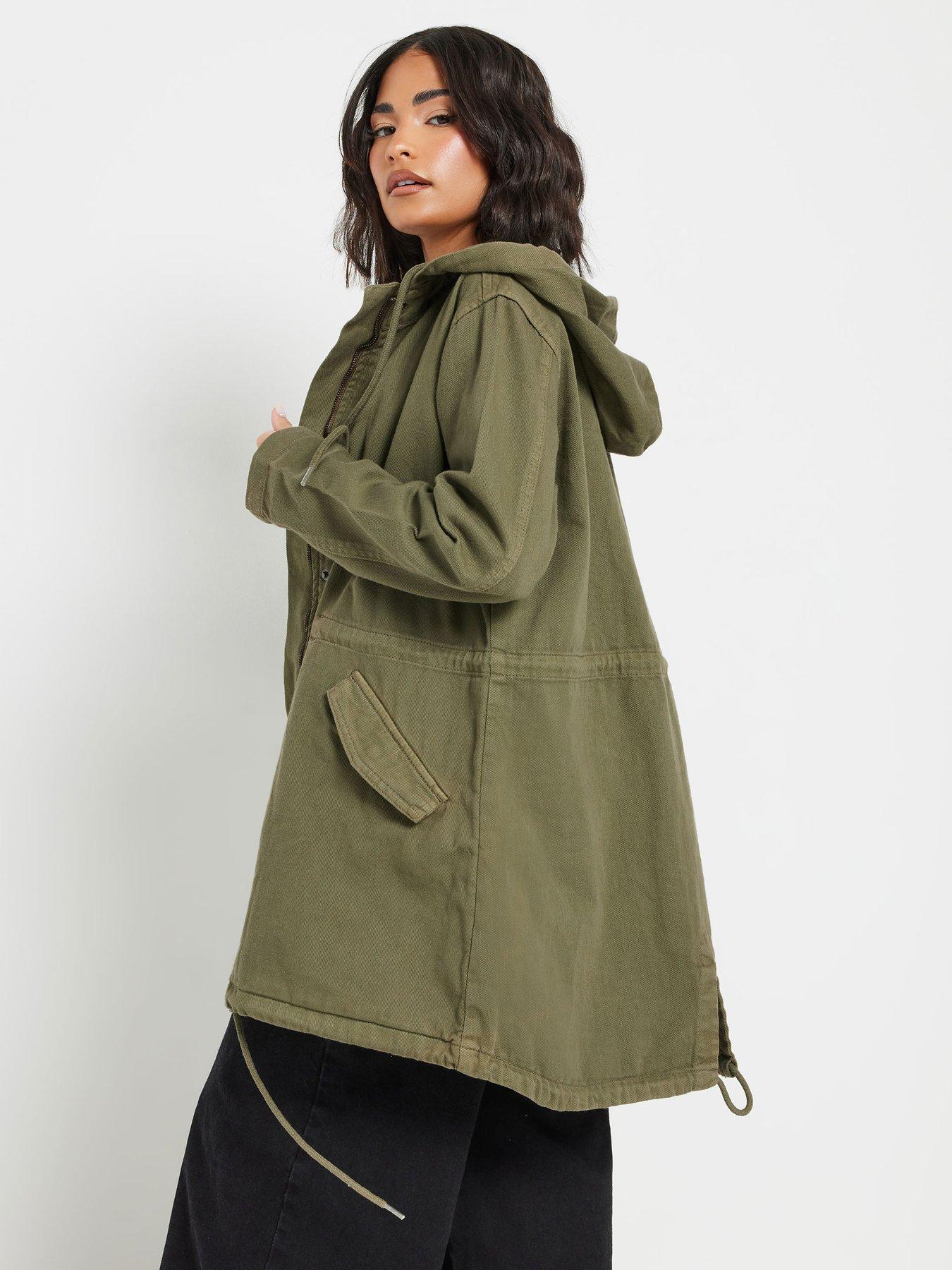 Image 2 of 4 of PixieGirl Petite Twill Parka Coat - Green
