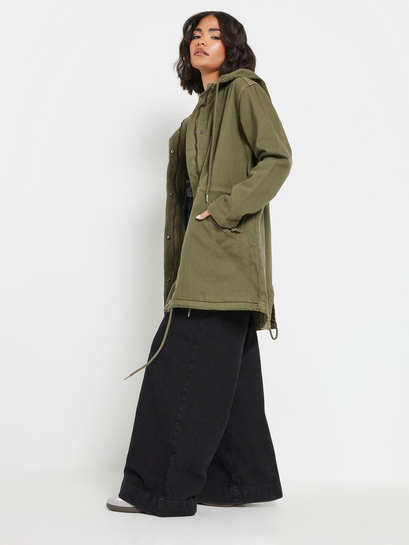 Image 3 of 4 of PixieGirl Petite Twill Parka Coat - Green