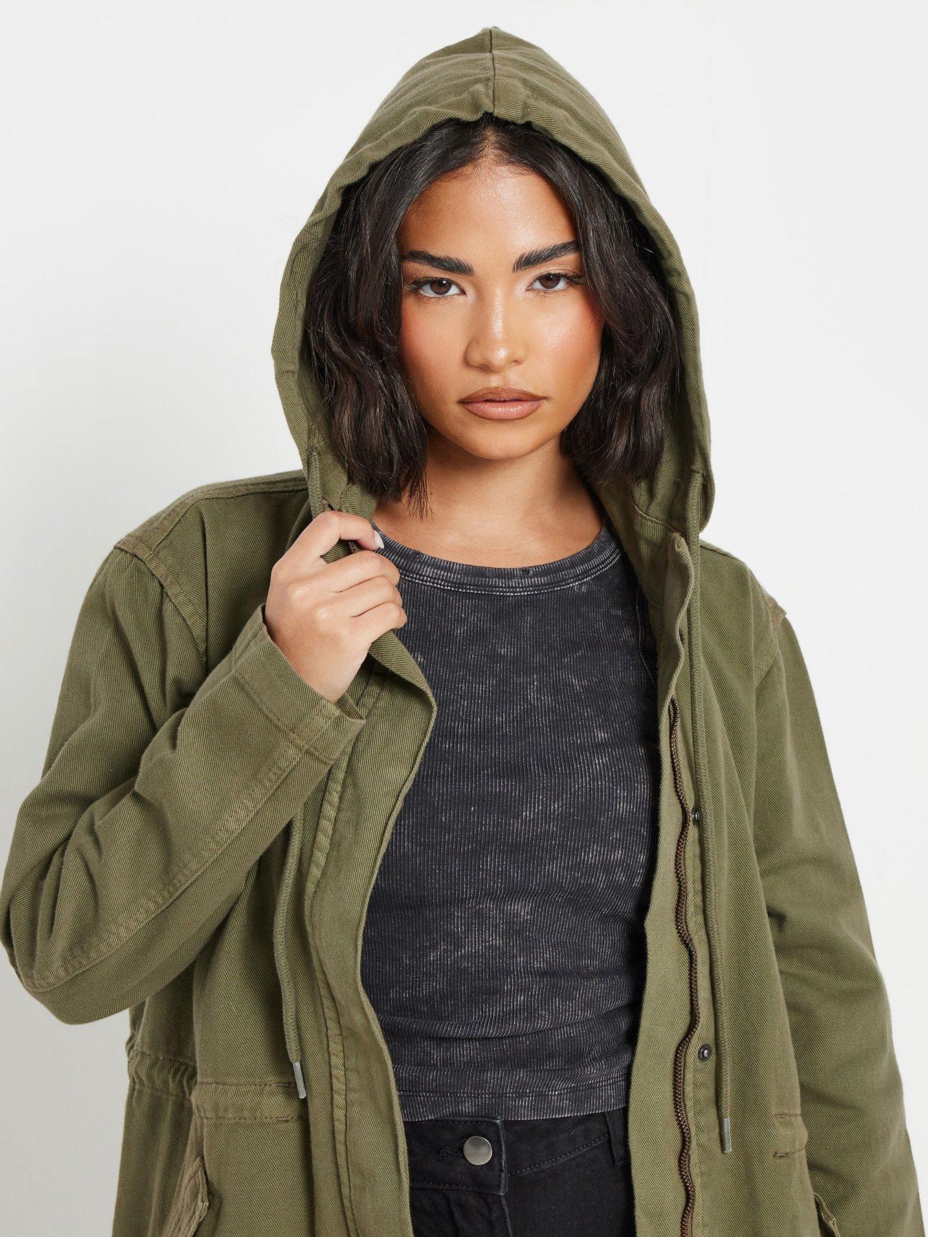 Image 4 of 4 of PixieGirl Petite Twill Parka Coat - Green
