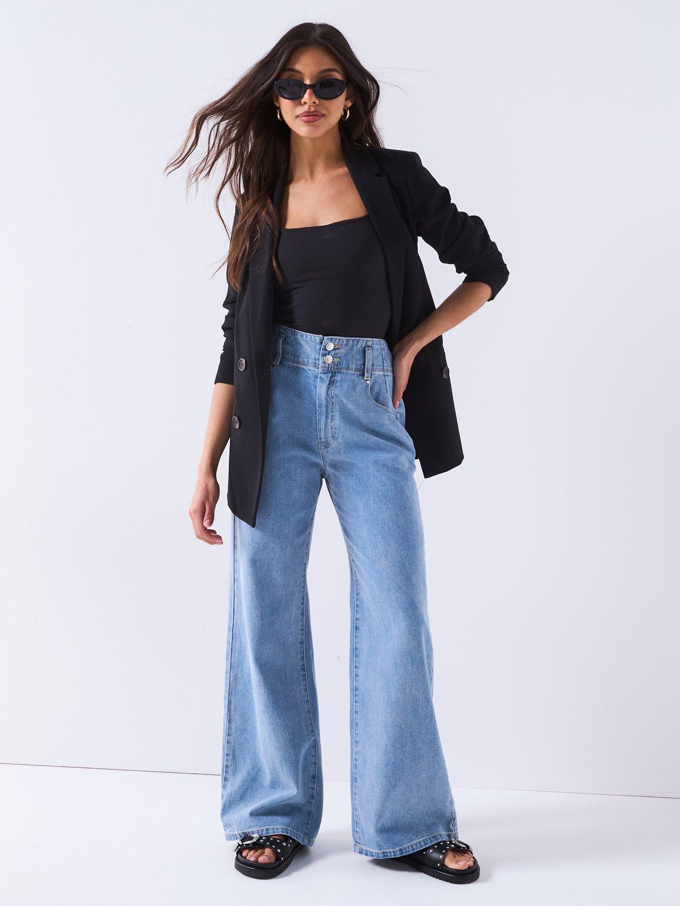 undefined Soft Denim Wide Leg Jeans - Light Wash