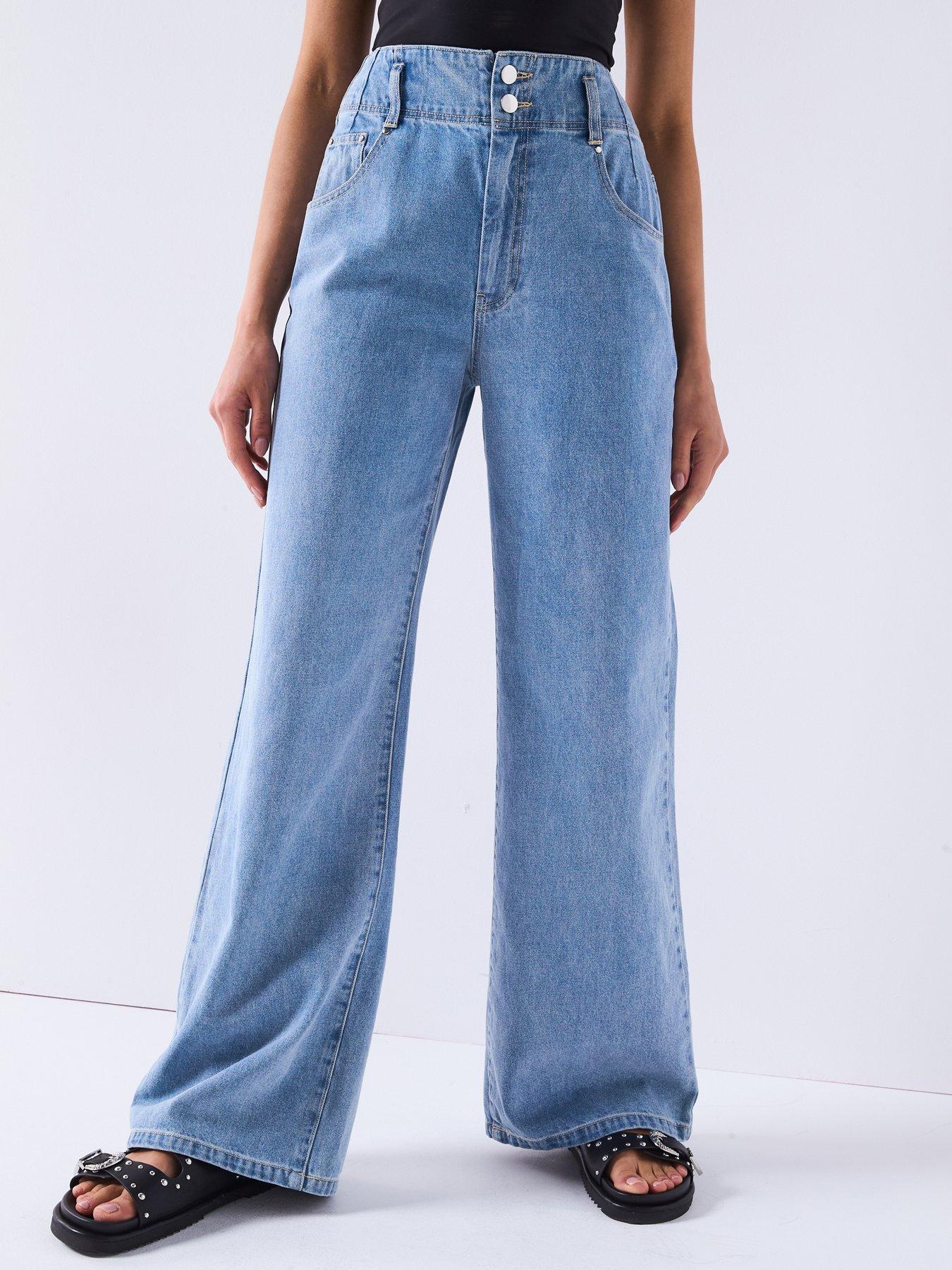 undefined Soft Denim Wide Leg Jeans - Light Wash