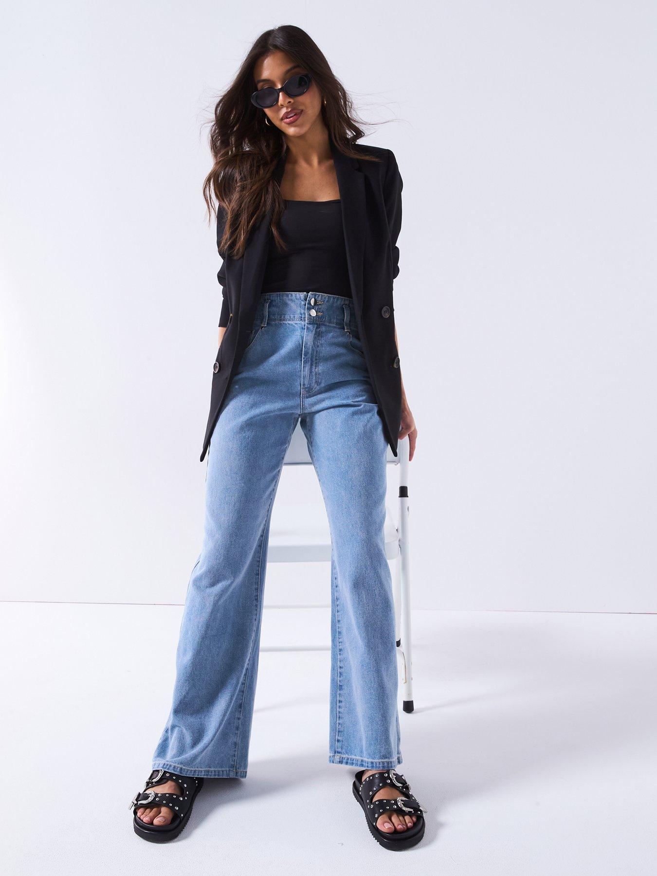 Image 4 of 6 of V by Very Soft Denim Wide Leg Jeans - Light Wash