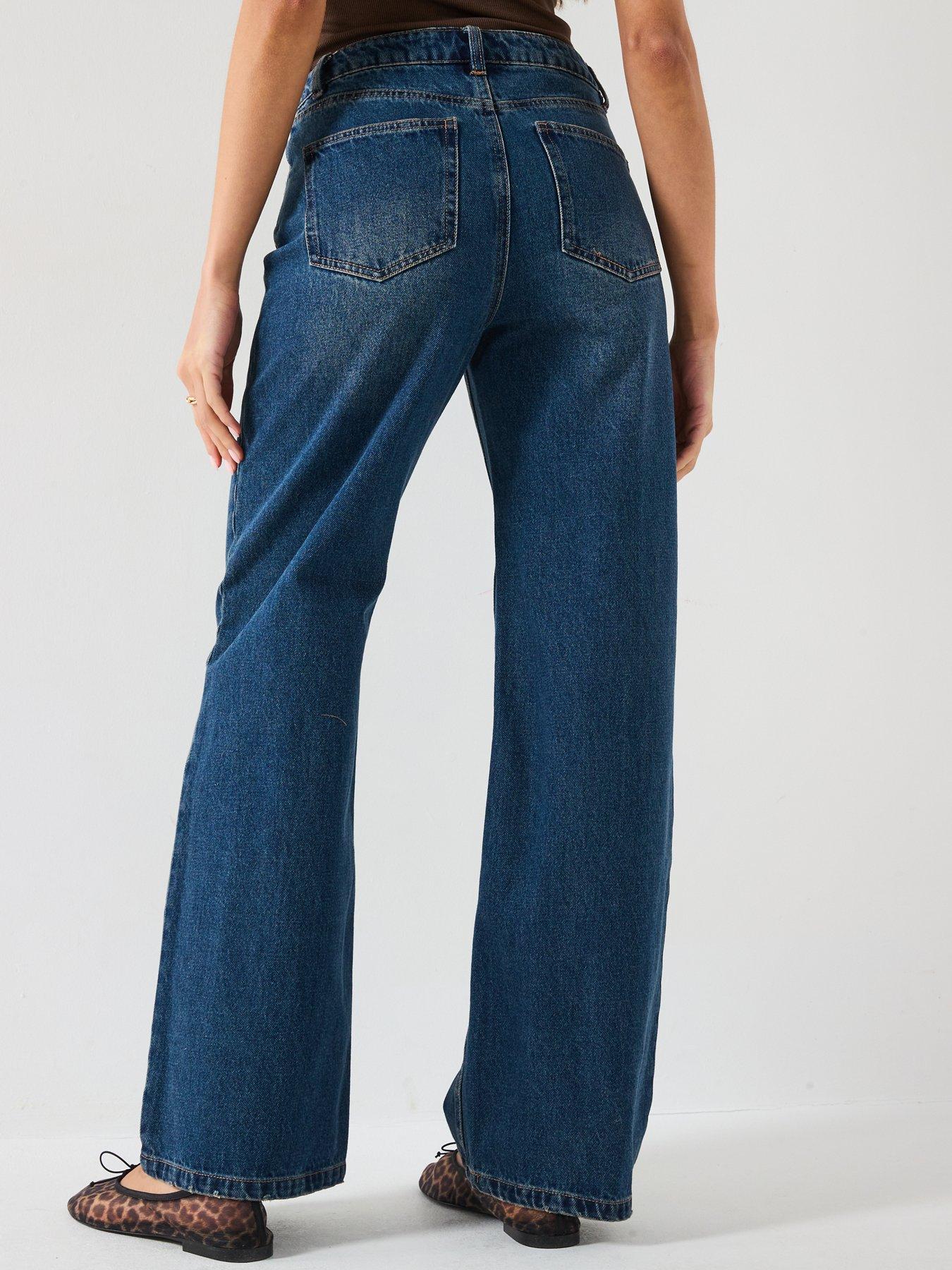 Image 2 of 6 of The Very Collection Stud Trim Wide Leg Jeans - Dark Wash